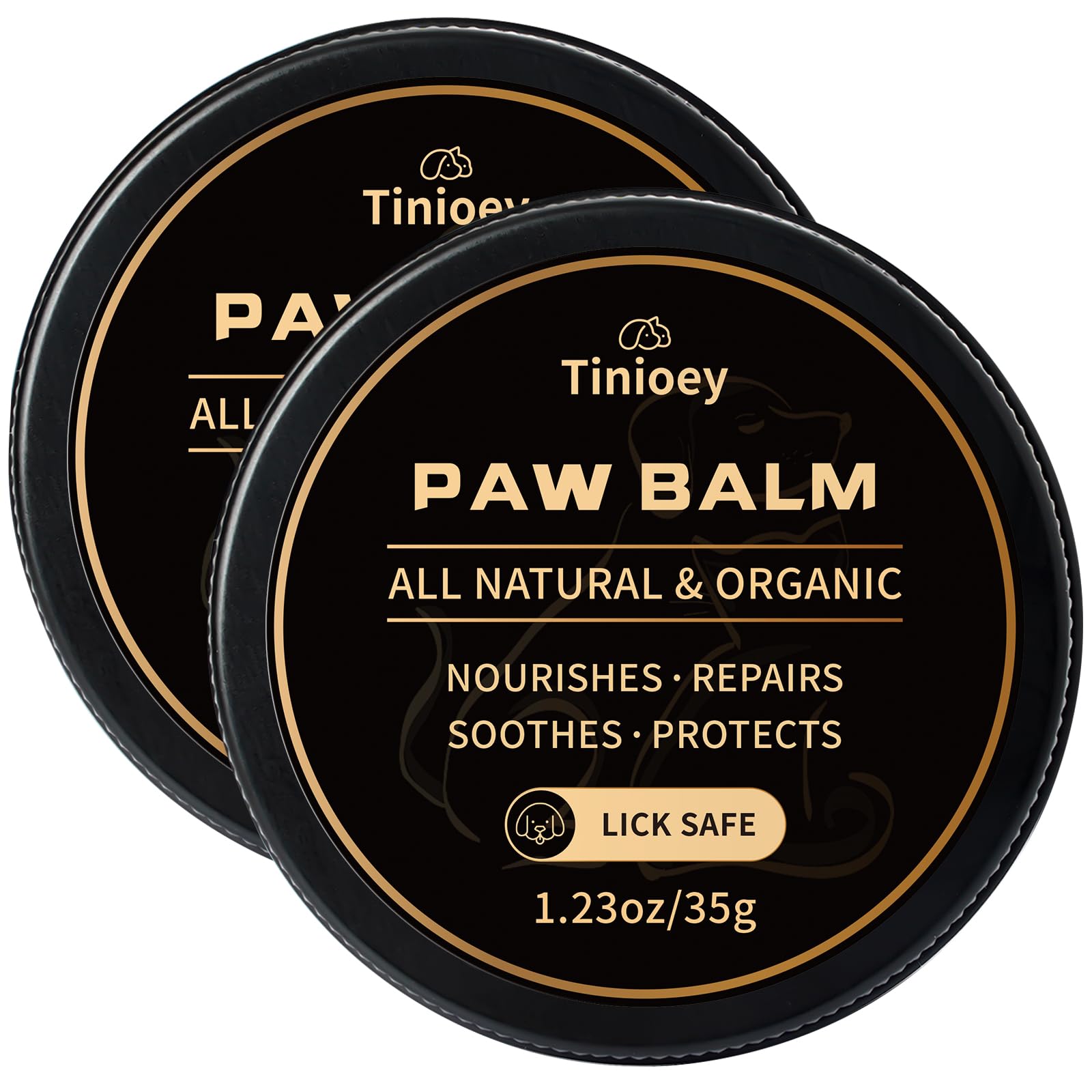 All-Natural Lick Safe Dog Paw Balm for Dogs & Cats | 2 Pack Dog Paw Pad Balm Paw Protector, Moisturizer & Soother for Dry Cracked Paws & Noses | Snout Soother for Dogs (1.23oz*2)