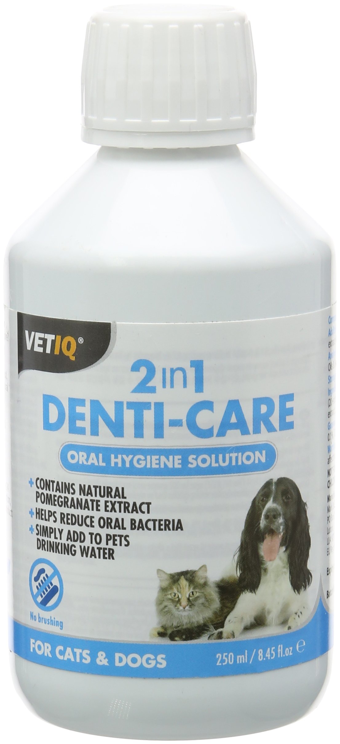 VetIQDenti-Care Solution For Cats & Dogs, Simply Add to Drinking Water to Reduce Dental Plaque and Freshen Bad Breath, 250 ml