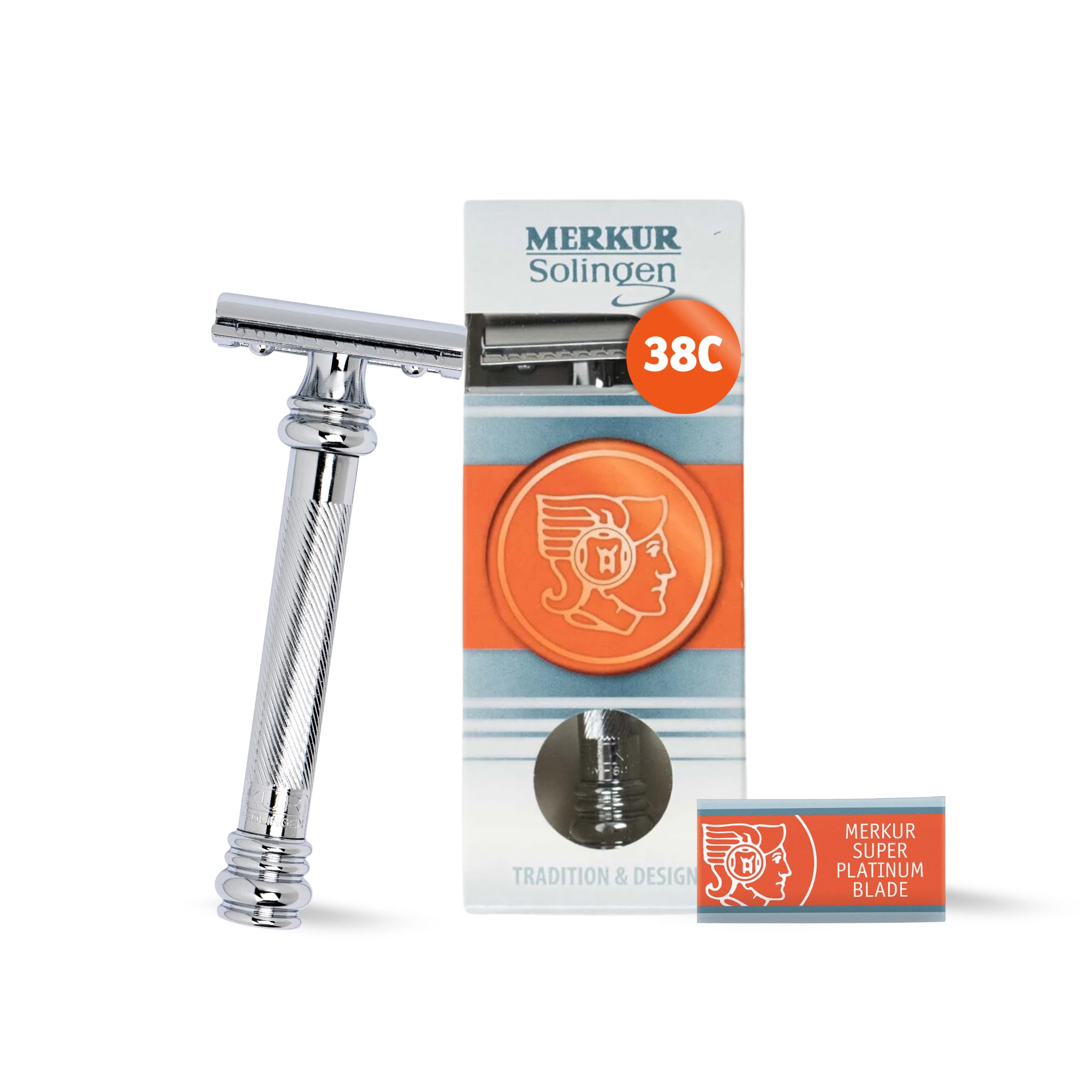 Merkur Heavy Duty Long Barber Pole Safety Razor, Chrome