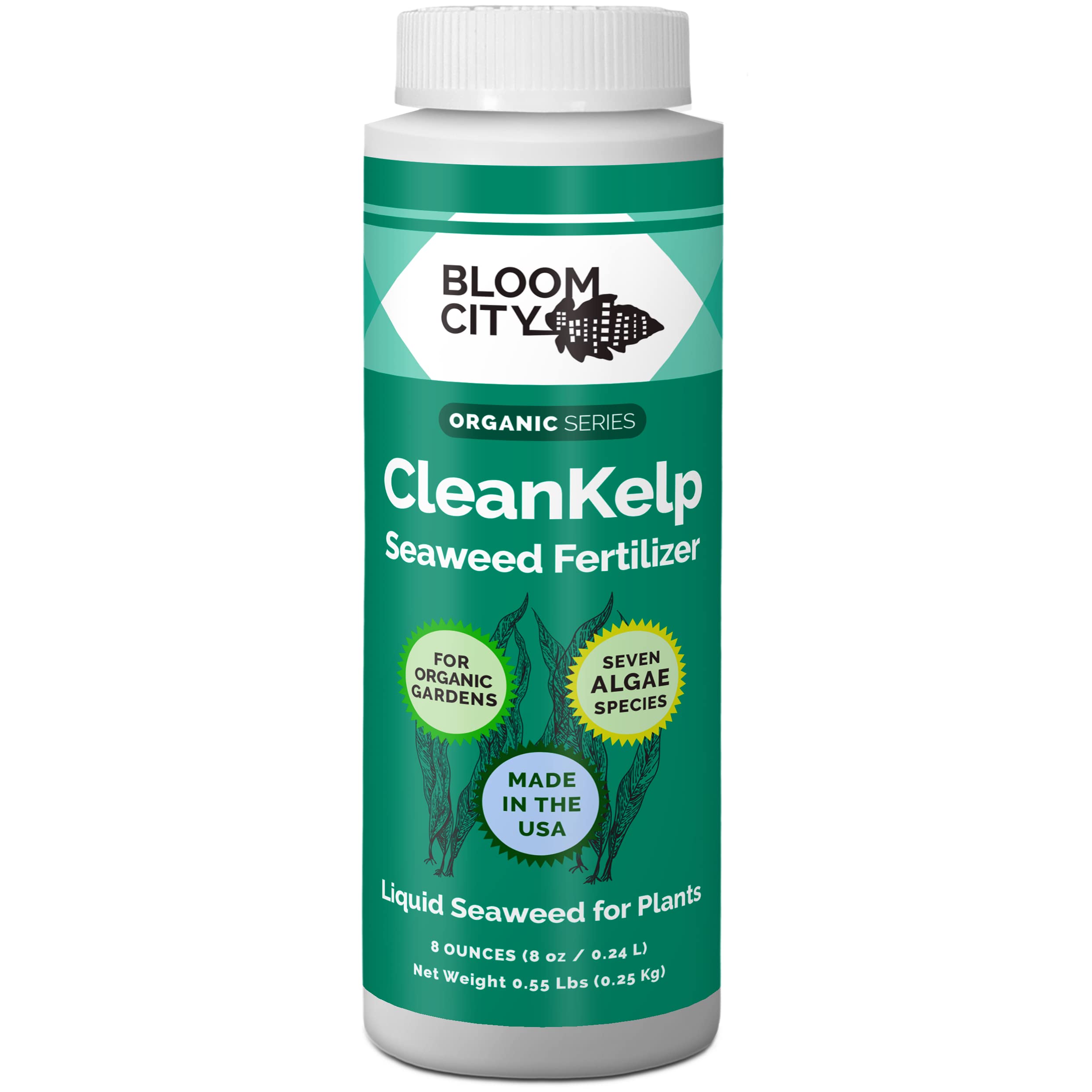 Organic Liquid Seaweed and Kelp Fertilizer Supplement by Bloom City, (8 oz) Concentrated Makes 45 Gallons