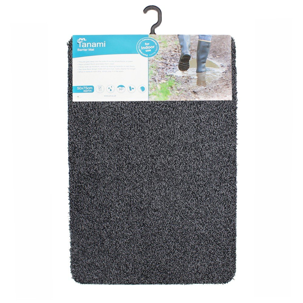 JVL Tanami Machine Washable Barrier Door Mat, Charcoal, 50 x 75 cm