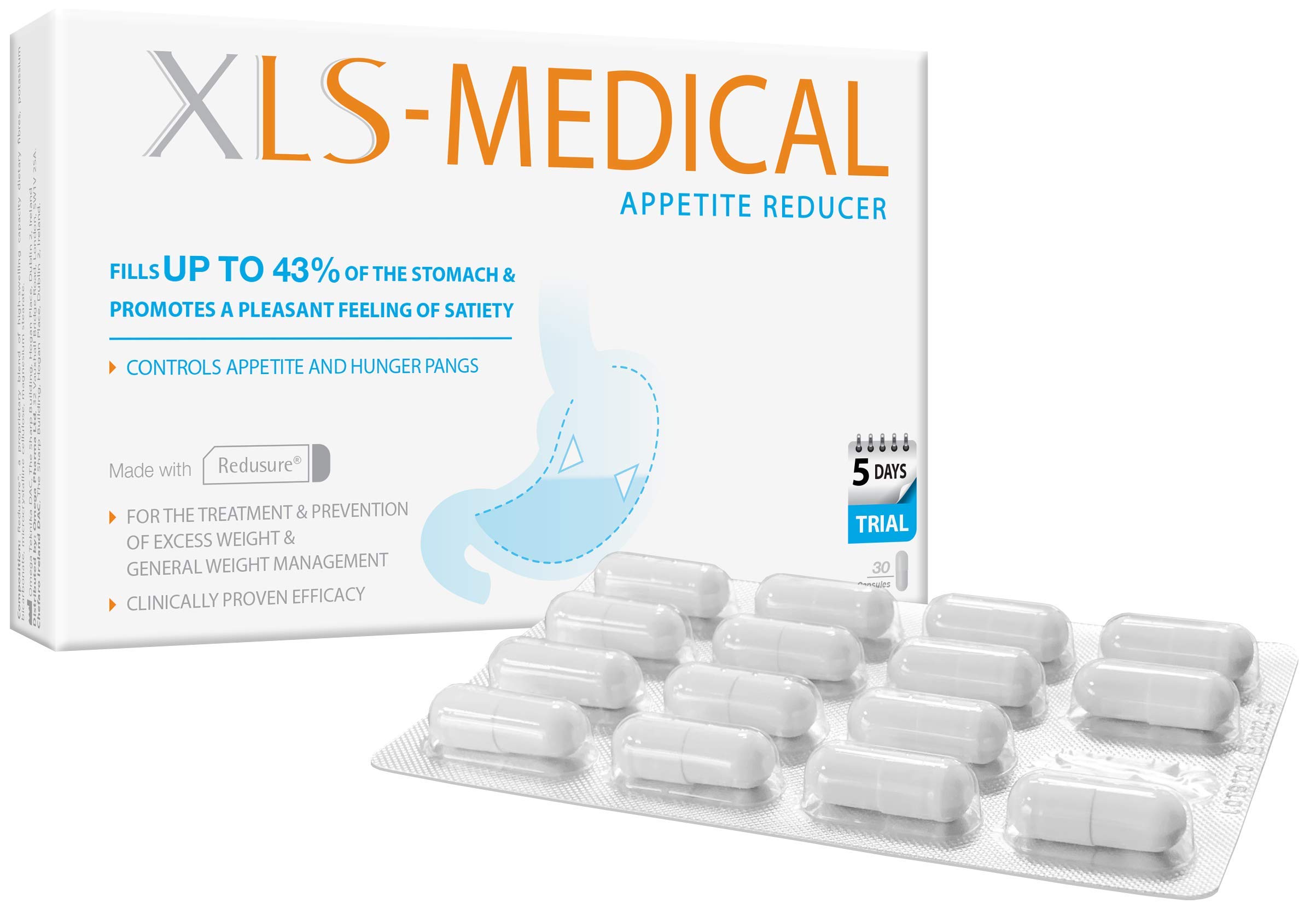 XLS Medical Appetite Reducer - Hunger Control for a more Efficient Weight Loss - 30 Capsules, 5 Days Treatment