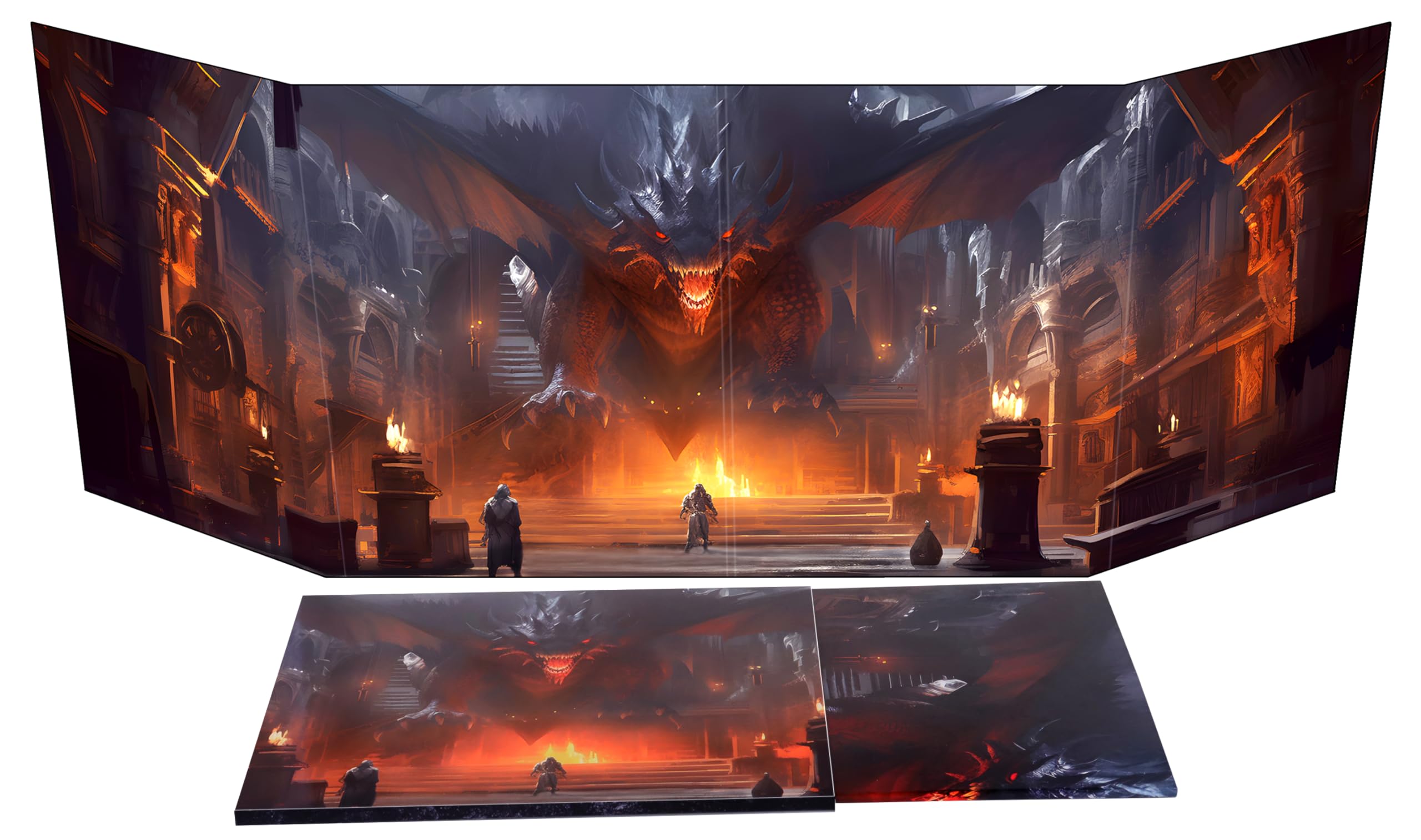 CZYY DM Screen 4-Panel Cardboard Game Master Screen with Erasable & Clear Pockets, Dungeon Artwork Game Master Shield Tool for Dungeon Master and RPG Player (Style A)