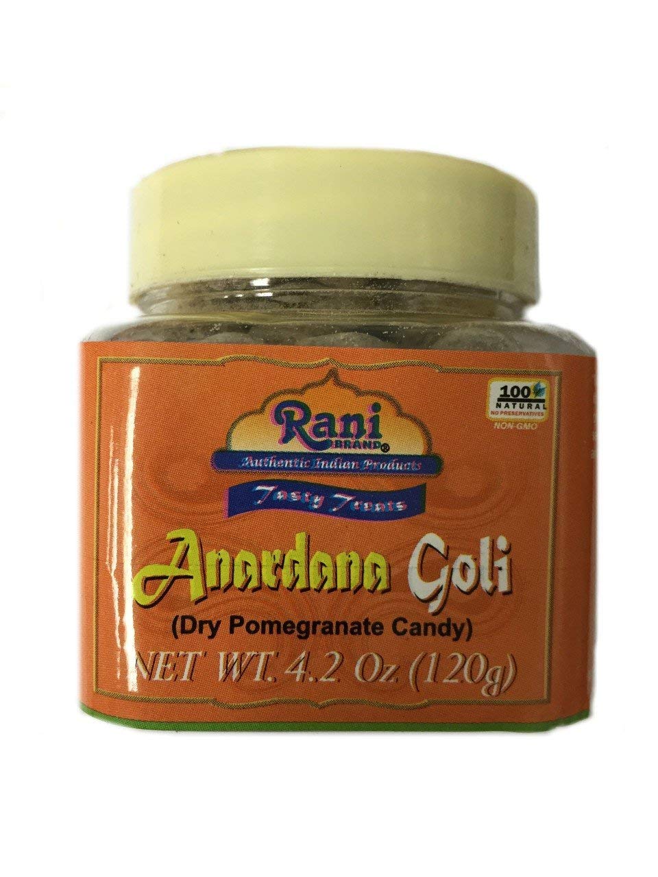 Rani Anardana Goli (Dry Pomegrante Candy) 3.88oz (110g) PET Jar ~ All Natural | Vegan | Gluten Friendly | Non-GMO | Indian Origin & Taste