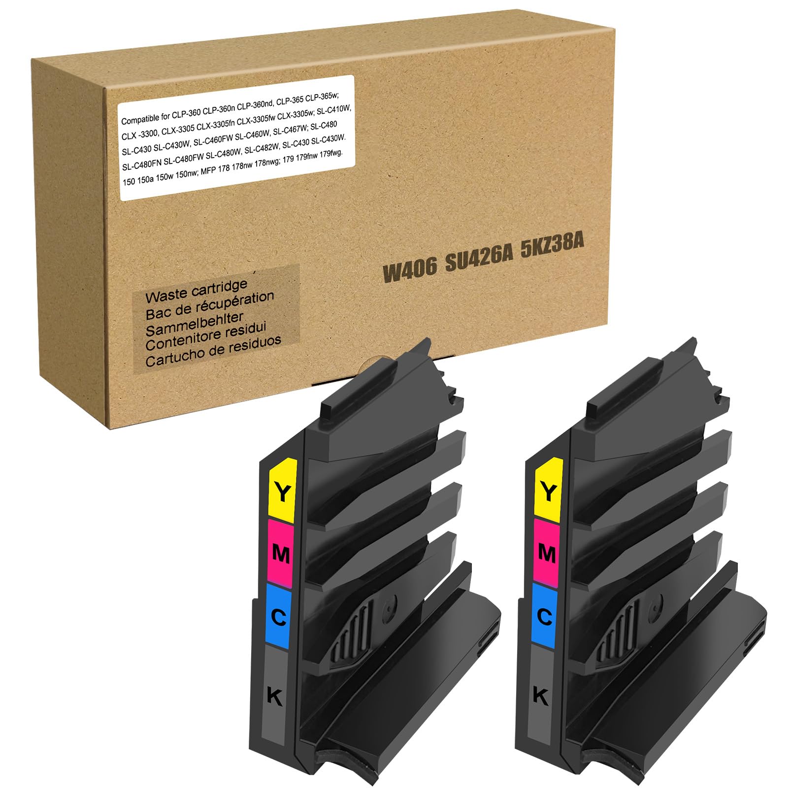 2 Packs CLT-W406/SEE W406 SU426A 5KZ38A Compatible Waste Toner Cartridges for CLP-360 CLP-360nd CLP-365 CLX-3305 CLX-3300 Xpress SL-C410W SL-C430 SL-C460FW SL-C480 150 150a 150w 178 178nw 179 179fnw