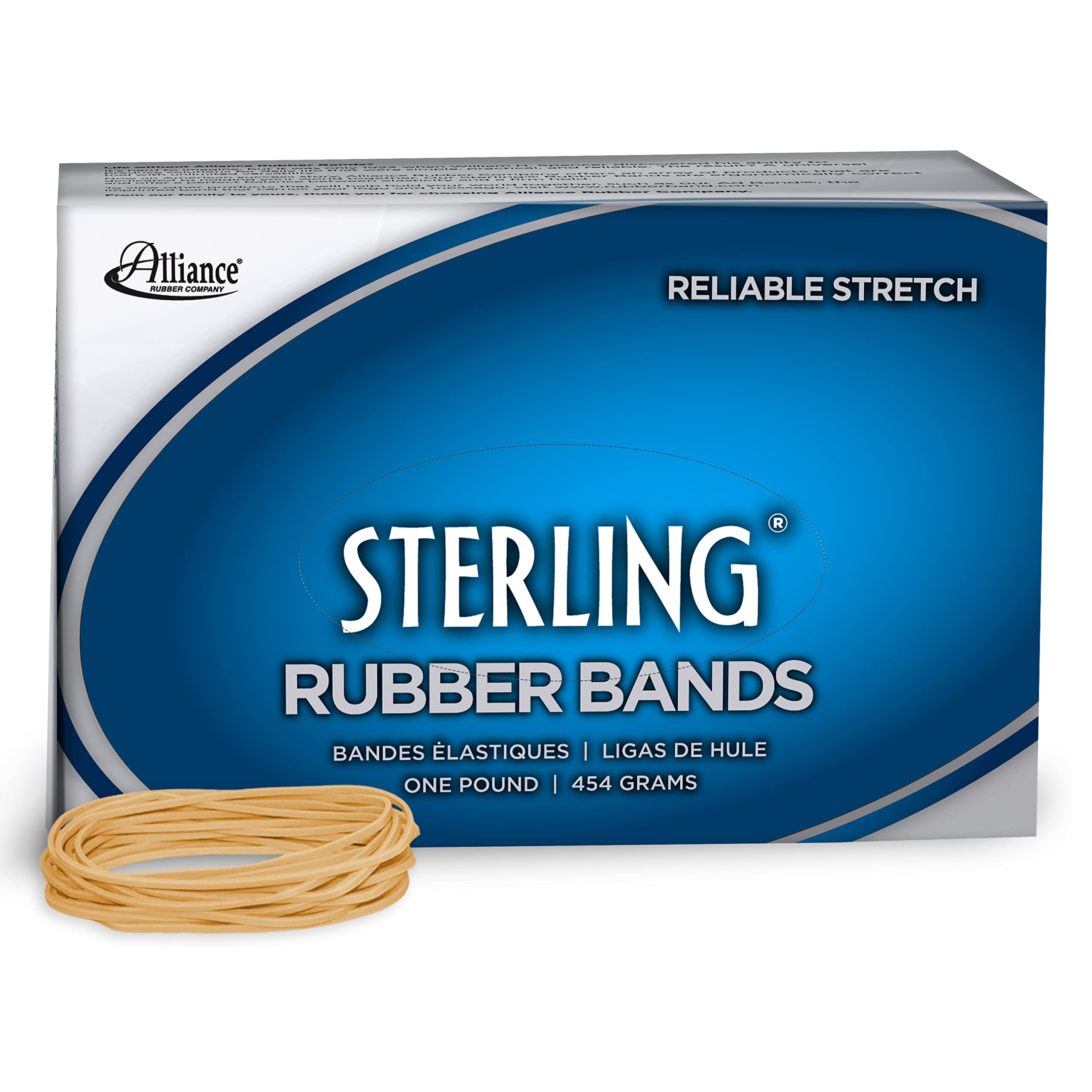 Alliance Sterling Rubber Bands, Size 19, 1 lb. Box (Approx. 1700 Bands)