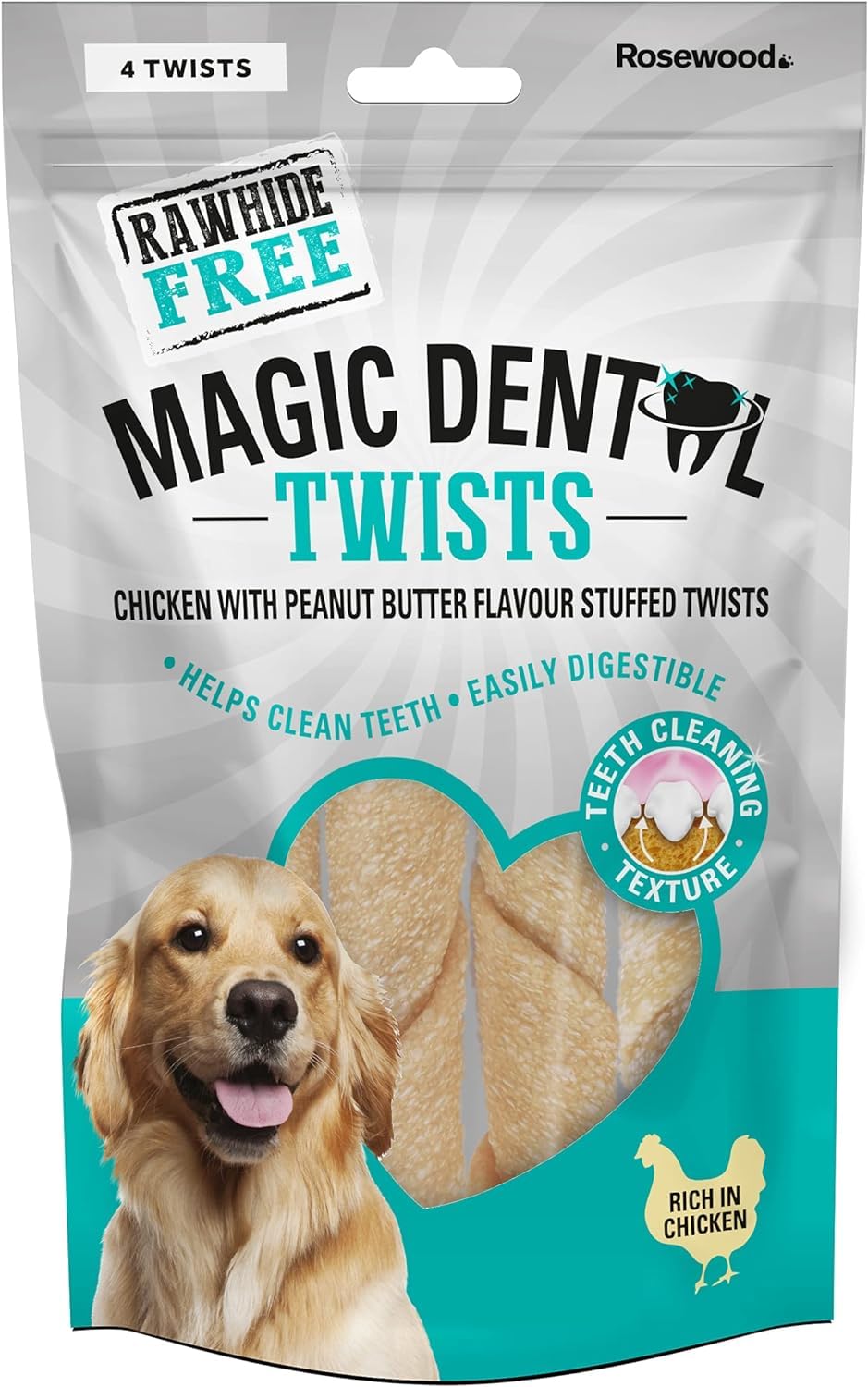 RosewoodMagic Dental Twists Chicken Dog Treats 120g