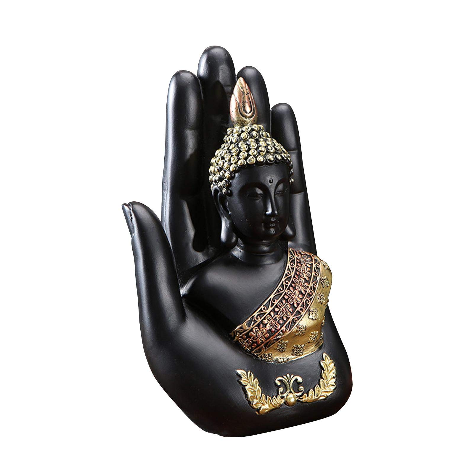 Resin Palm Buddha Statue，Buddha Sitting in Hand Statue,Meditating Thai Buddha,Home Decoration Buddha Statue，Suitable for Hallway, Bedroom, Living Room and Other Places