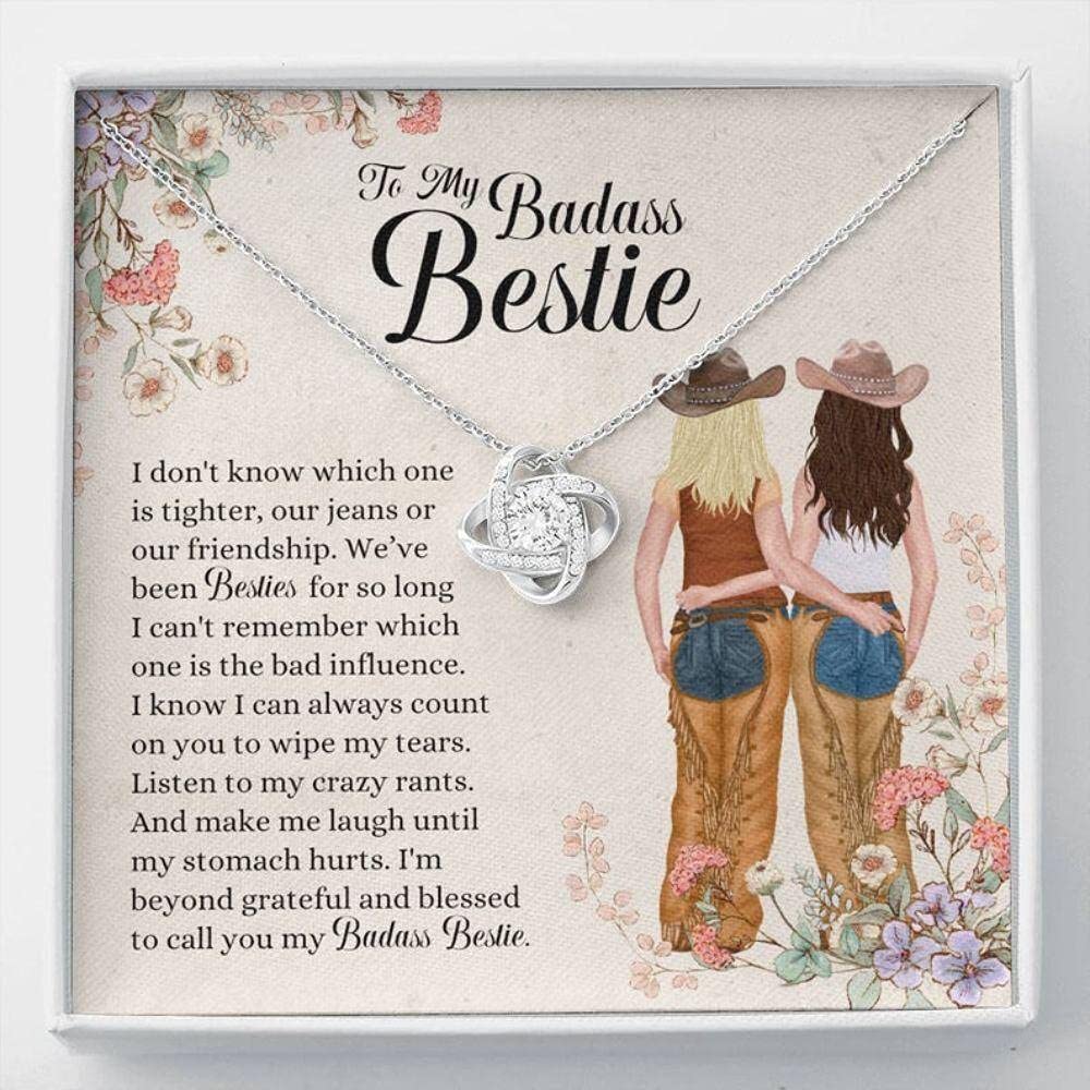 rakva 925 Sterling Silver Gift Friend Necklace, To My Badass Bestie Necklace Country Girl Edition