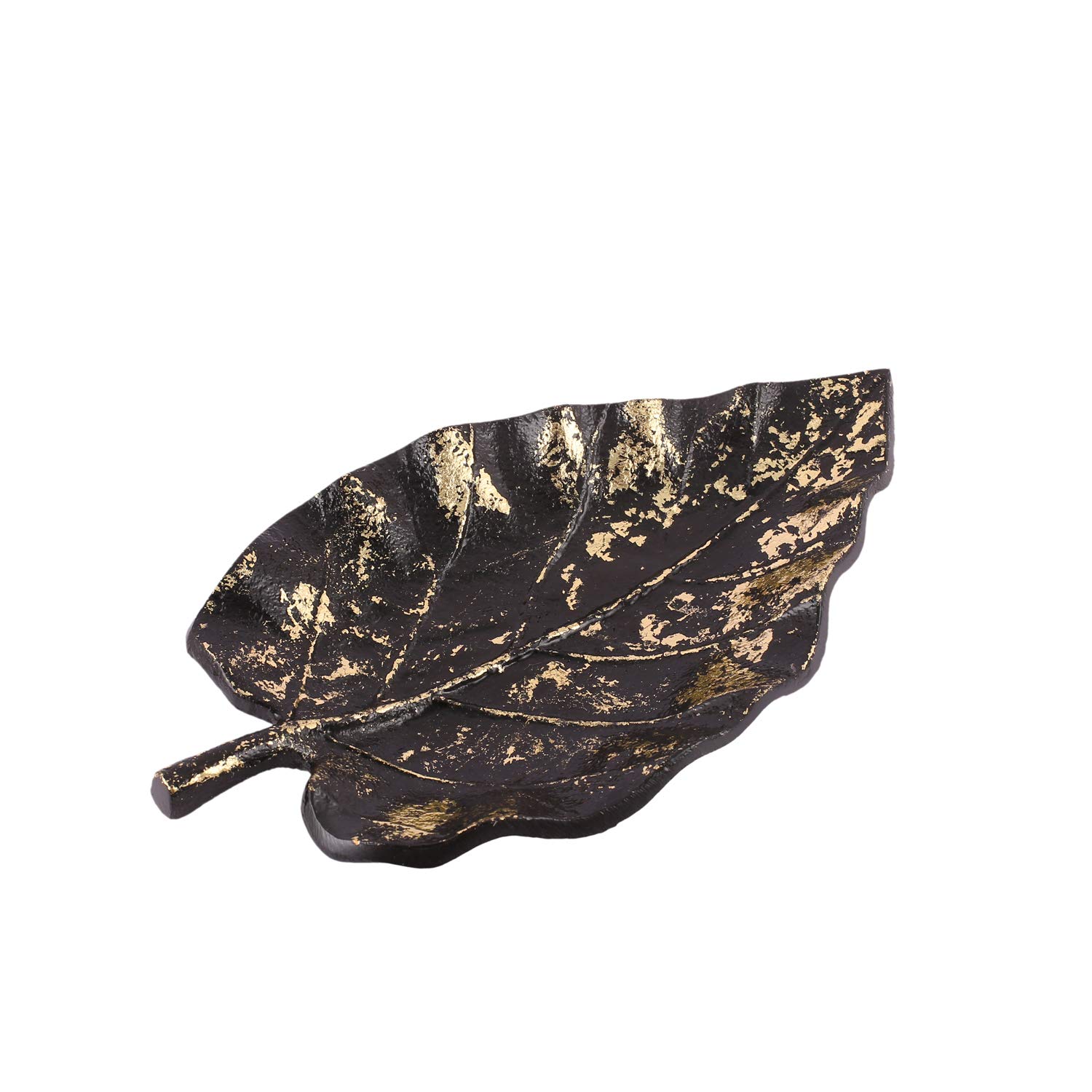 Aatm Metal Handicraft Decorative Black Colour Leaf for Table Décor Length 10 Inches