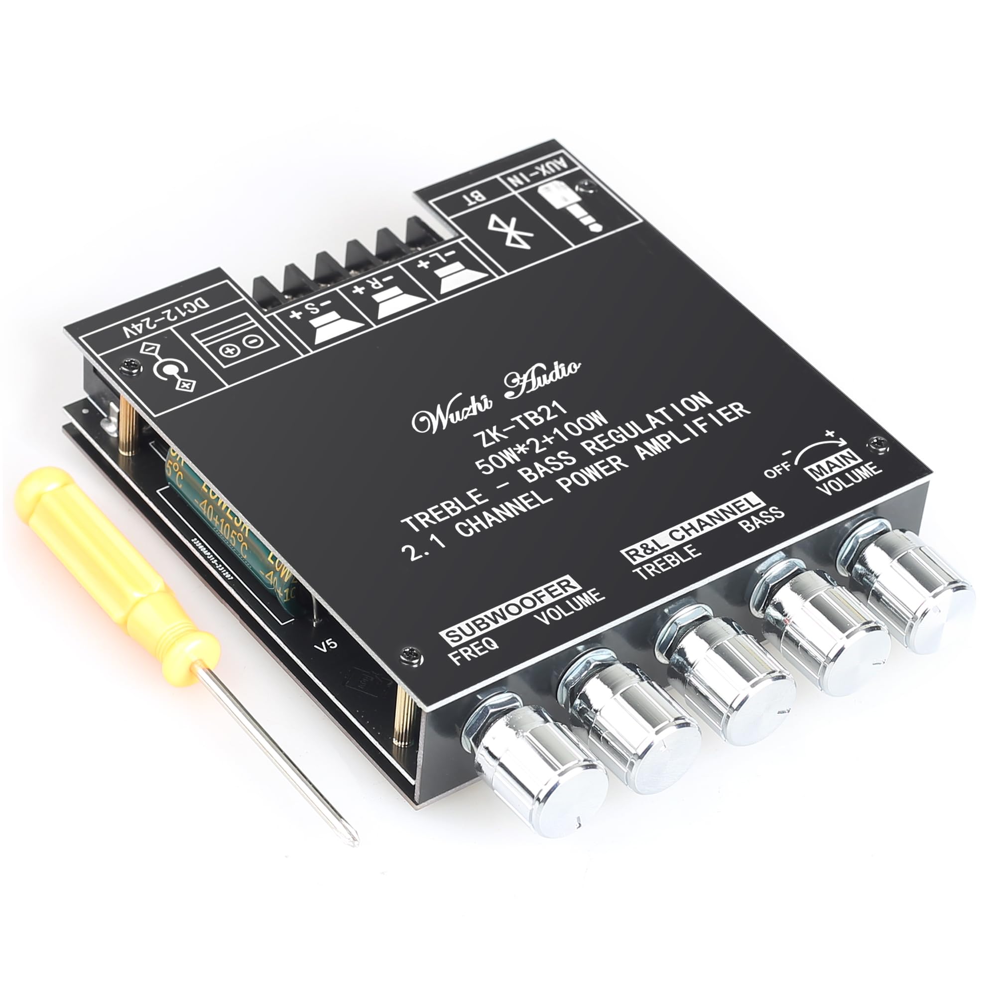 UWAYKEY Bluetooth Amplifier Board 2.1 Channel Class D AMP Module with Dual TPA3116D2 Chip