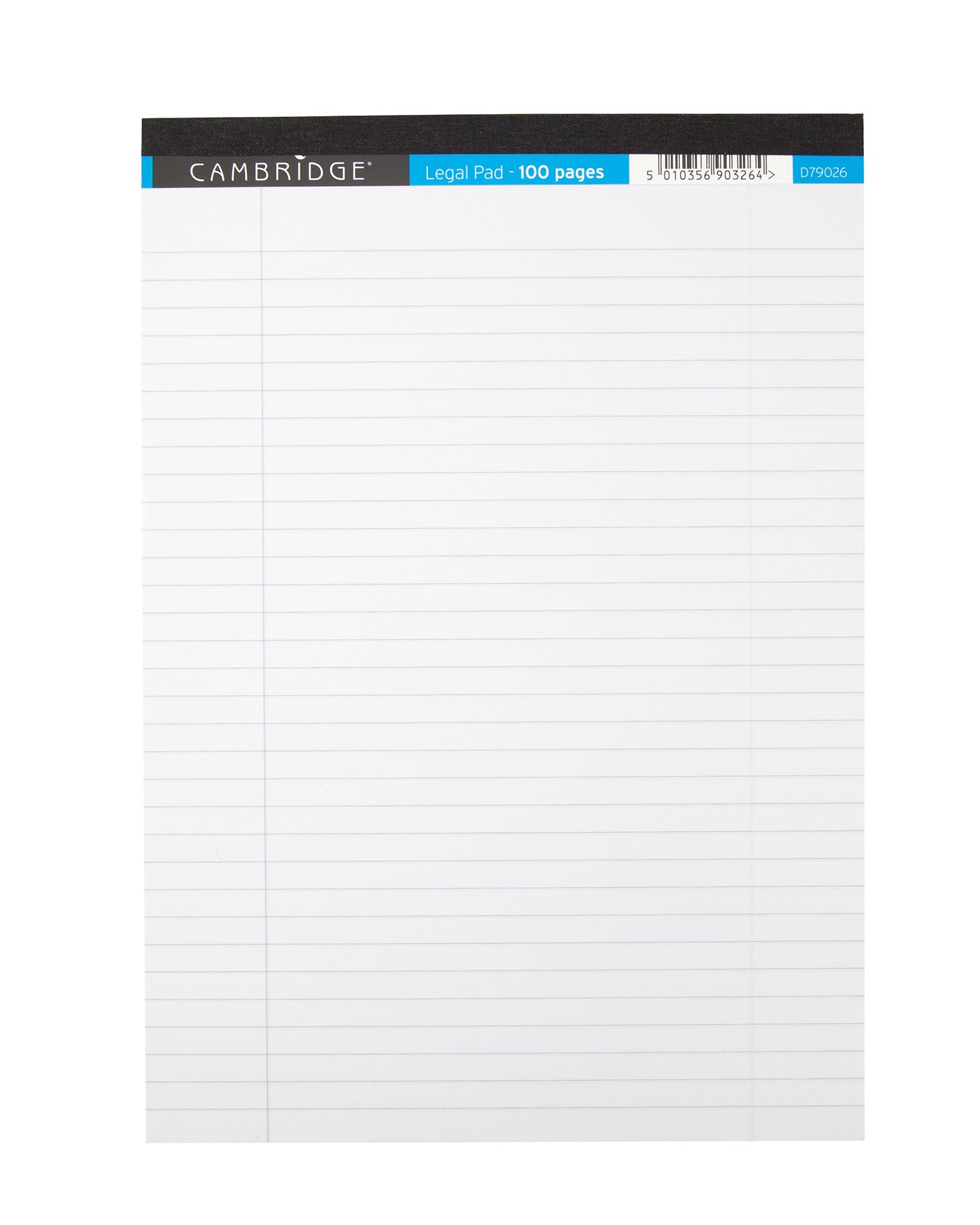 Cambridge A4 Legal Pad, Ruled with Margin, White, 100 Page, Pack of 10