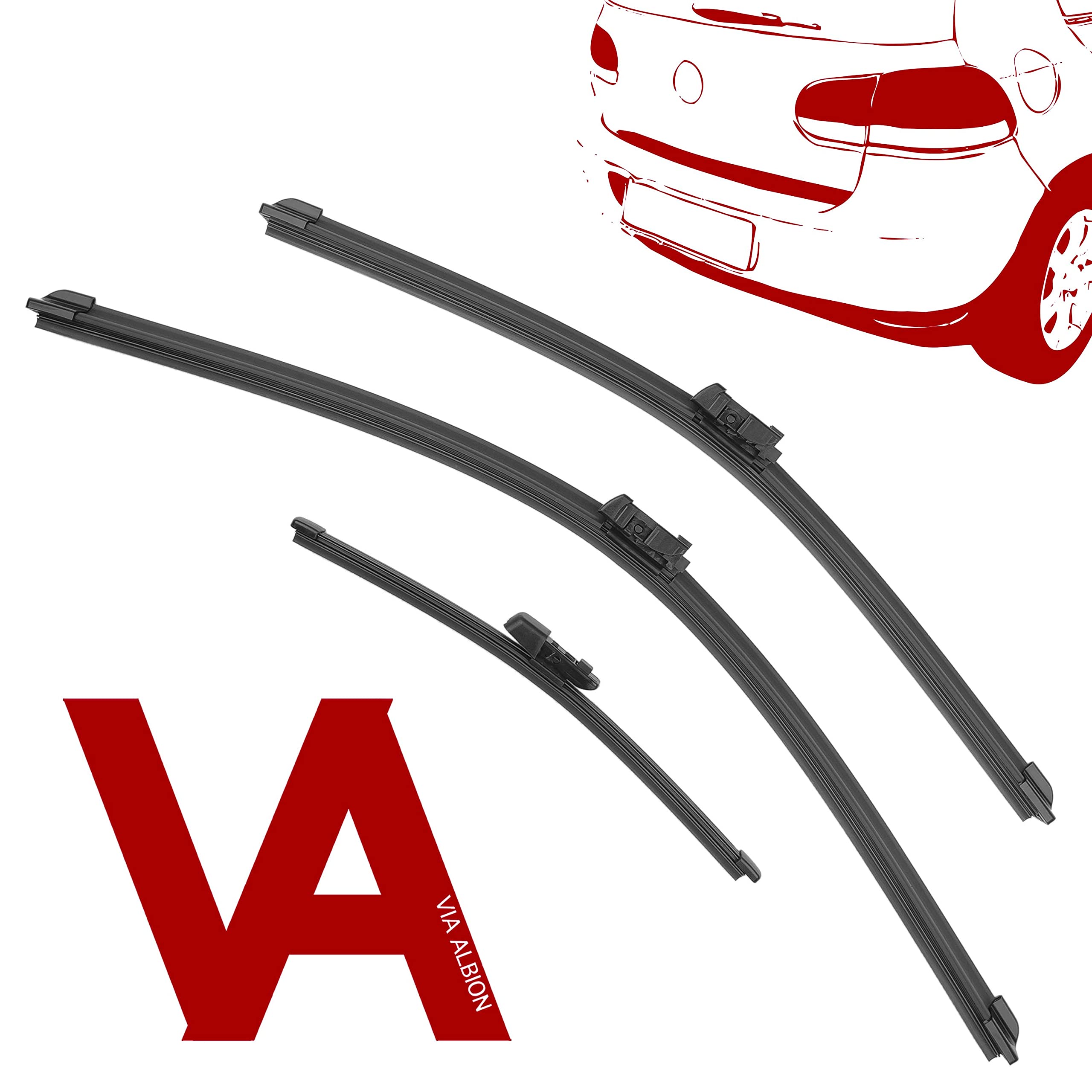 VIA ALBION® Wiper blades for: VW GOLF [ Mk6 ] Hatchback* – 2009-2012 – Front & Rear replacement blades