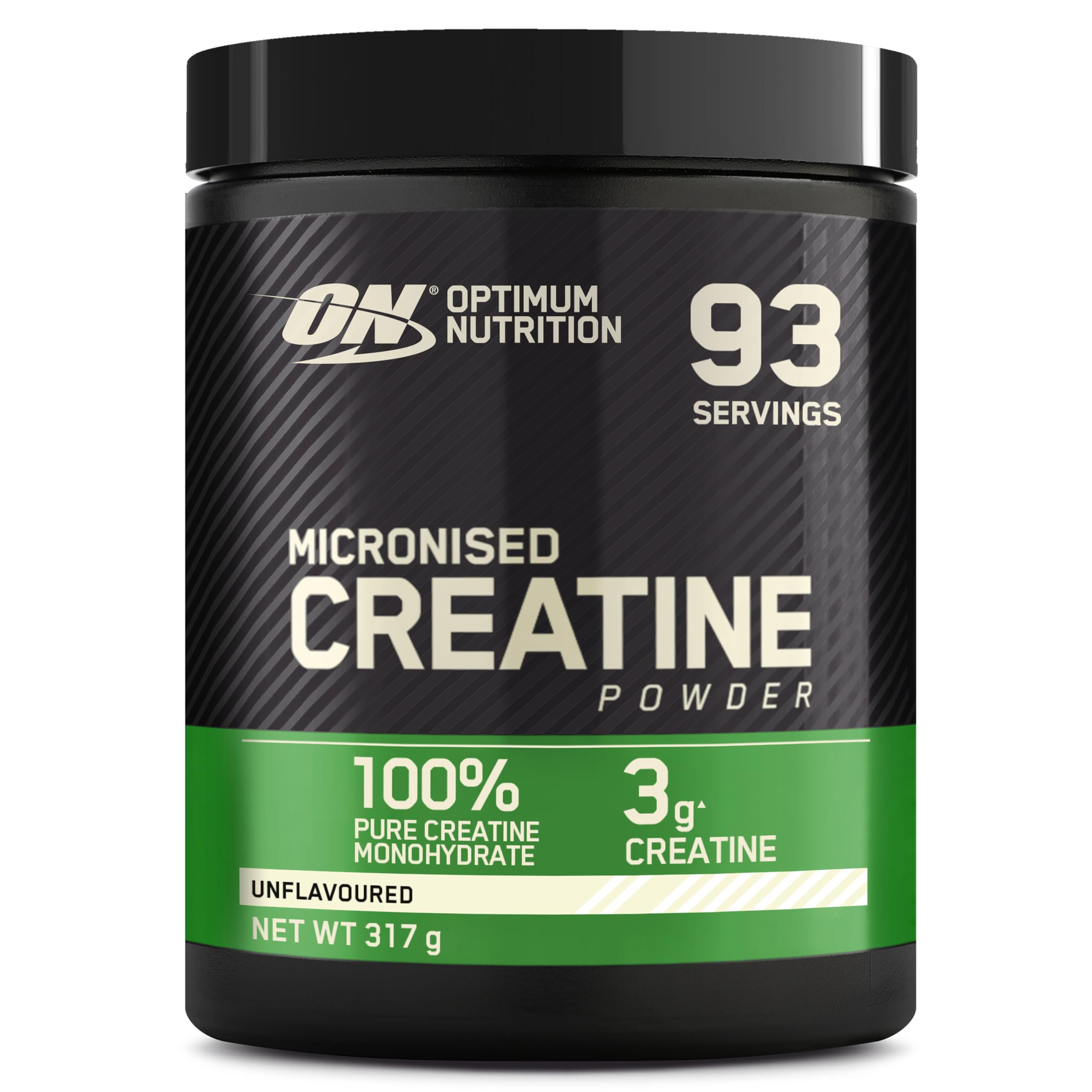 Optimum Nutrition Micronised Creatine Powder, 100% Pure Creatine Monohydrate Powder for Performance and Muscle Power, Unflavoured Shake, 93 Servings, 317 g