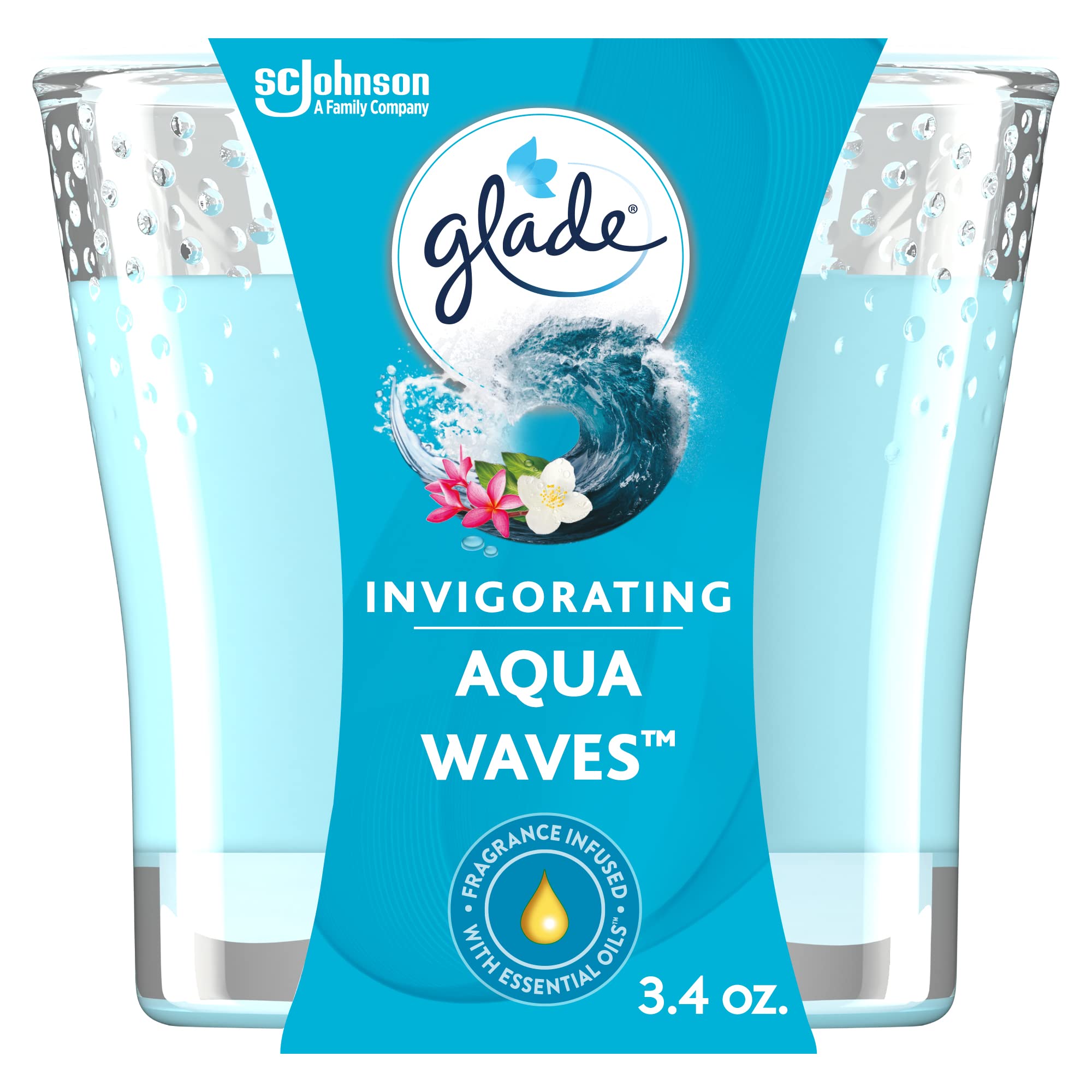 Glade Candle Jar, Air Freshener, Aqua Waves, 3.4 Oz