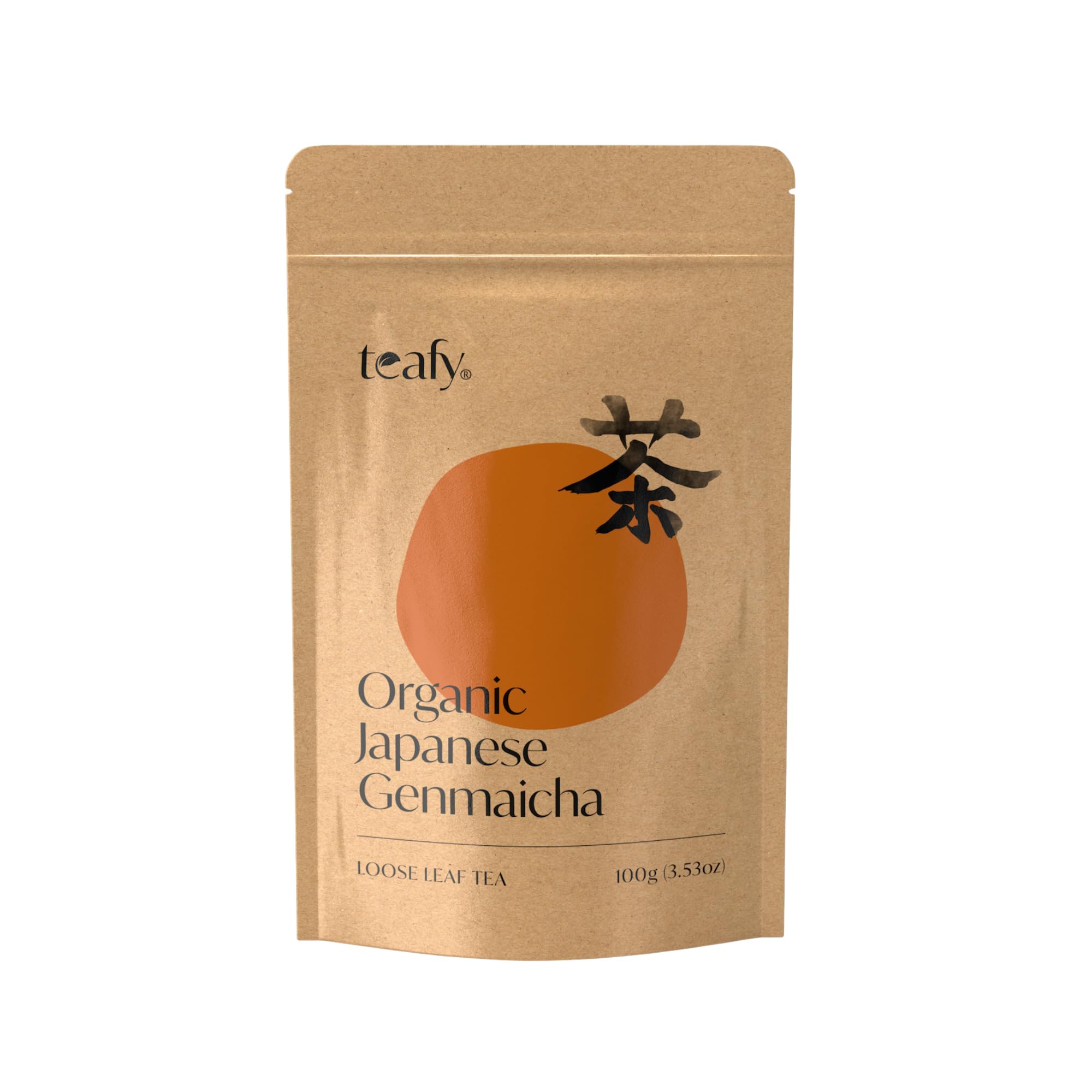 Teafy Organic Genmaicha with roasted brown rice, Japanese Green Tea, From Shizuoka Japan, JAS and USDA Certified Organic Loose Leaf Roasted Rice Tea, 3.5oz/100g