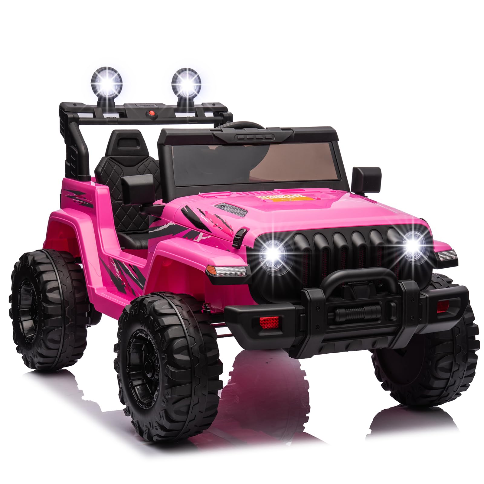 FINITO 24V Kids Ride on Electric Car with 2.4G Parents Remote Control for Ride-on Cars, LED Lights, Safety Belt, Music & Horn, Bluetooth for Boys and Grils Best Gifts, Pink