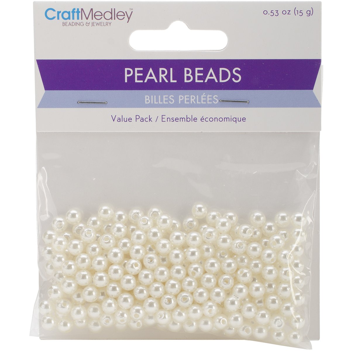 Craft Medley 256 Piece Acrylic Pearl Beads, 5mm, Ivory