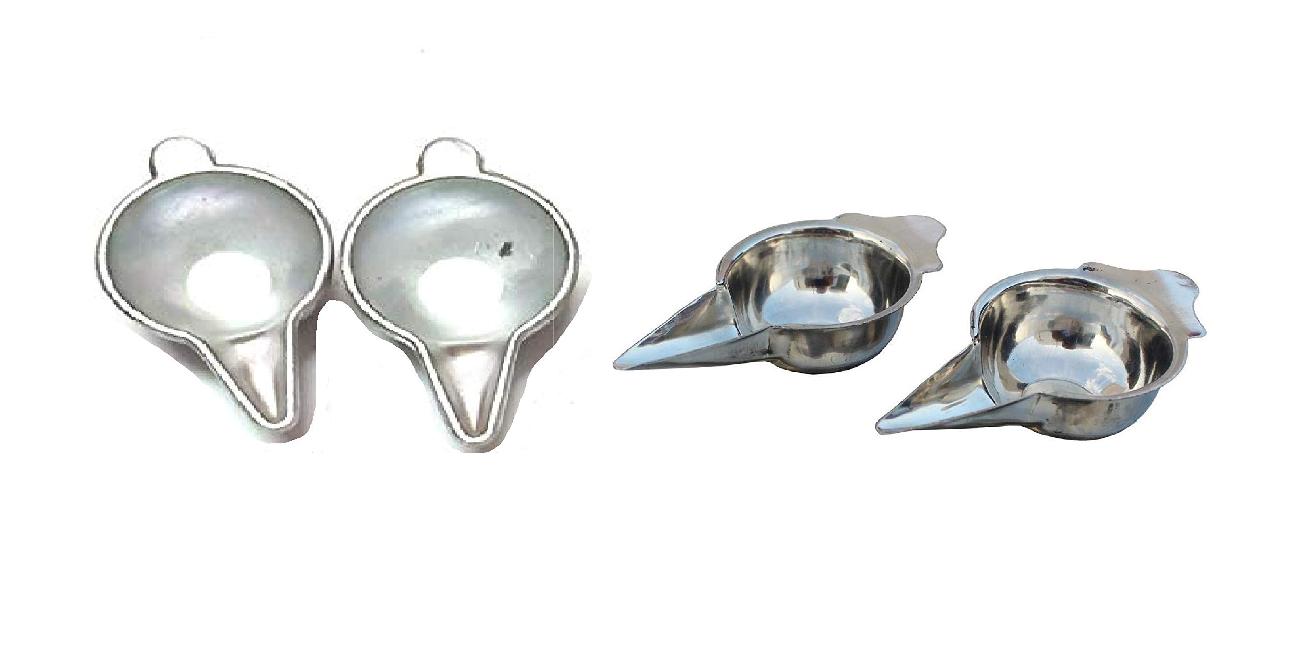 SKR |Sanku | Steel and Aluminium Paladai or Bondla for Born Babies to Feed(7 cm x4 cm)(Set of 2+2)