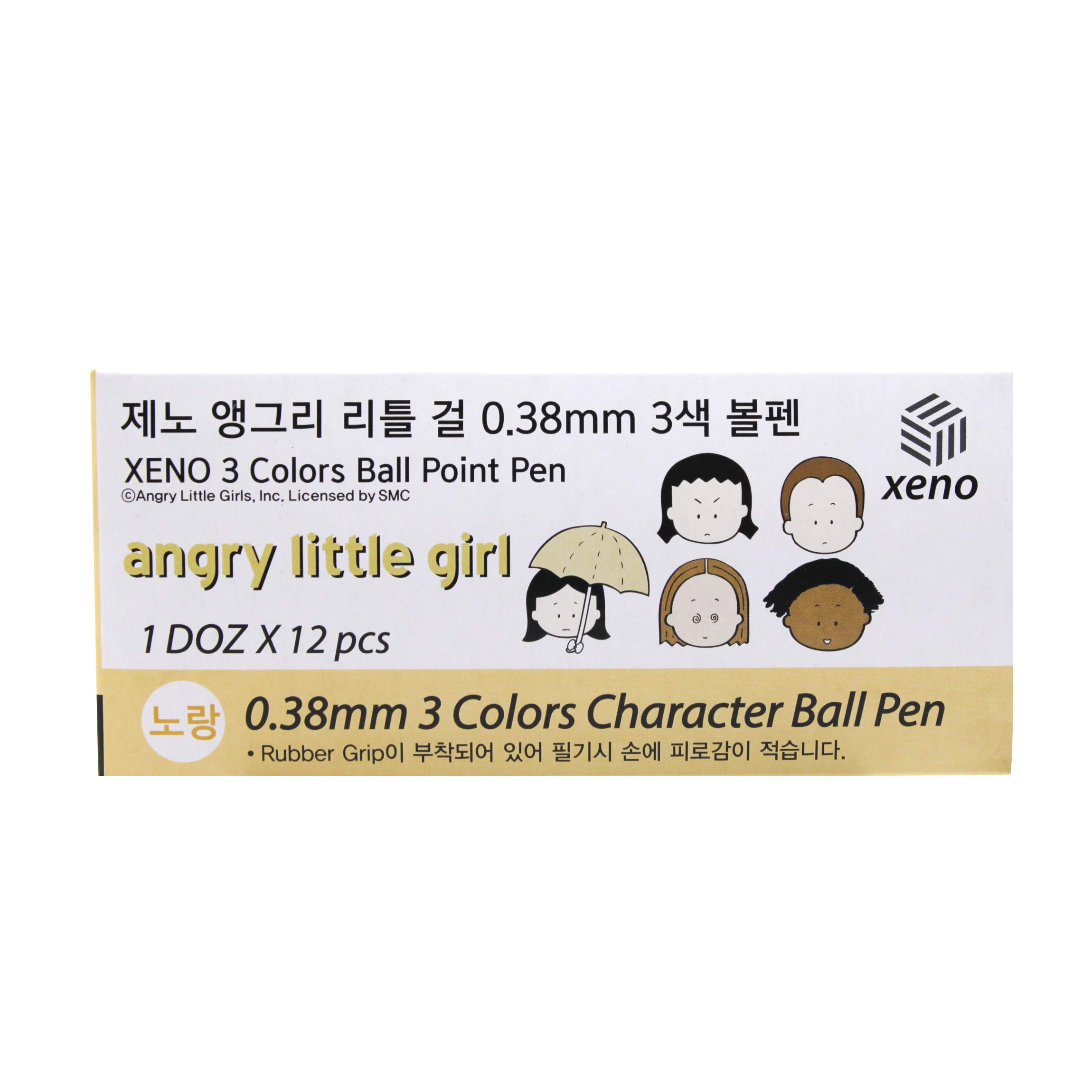 ZEESOON Xeno Angry Little Girl 0.38/0.5mm 3 Colors Ball Point Pen 12pcs (Pink, Mint, Yellow, Sky Blue) (Pale Orange 12pcs)