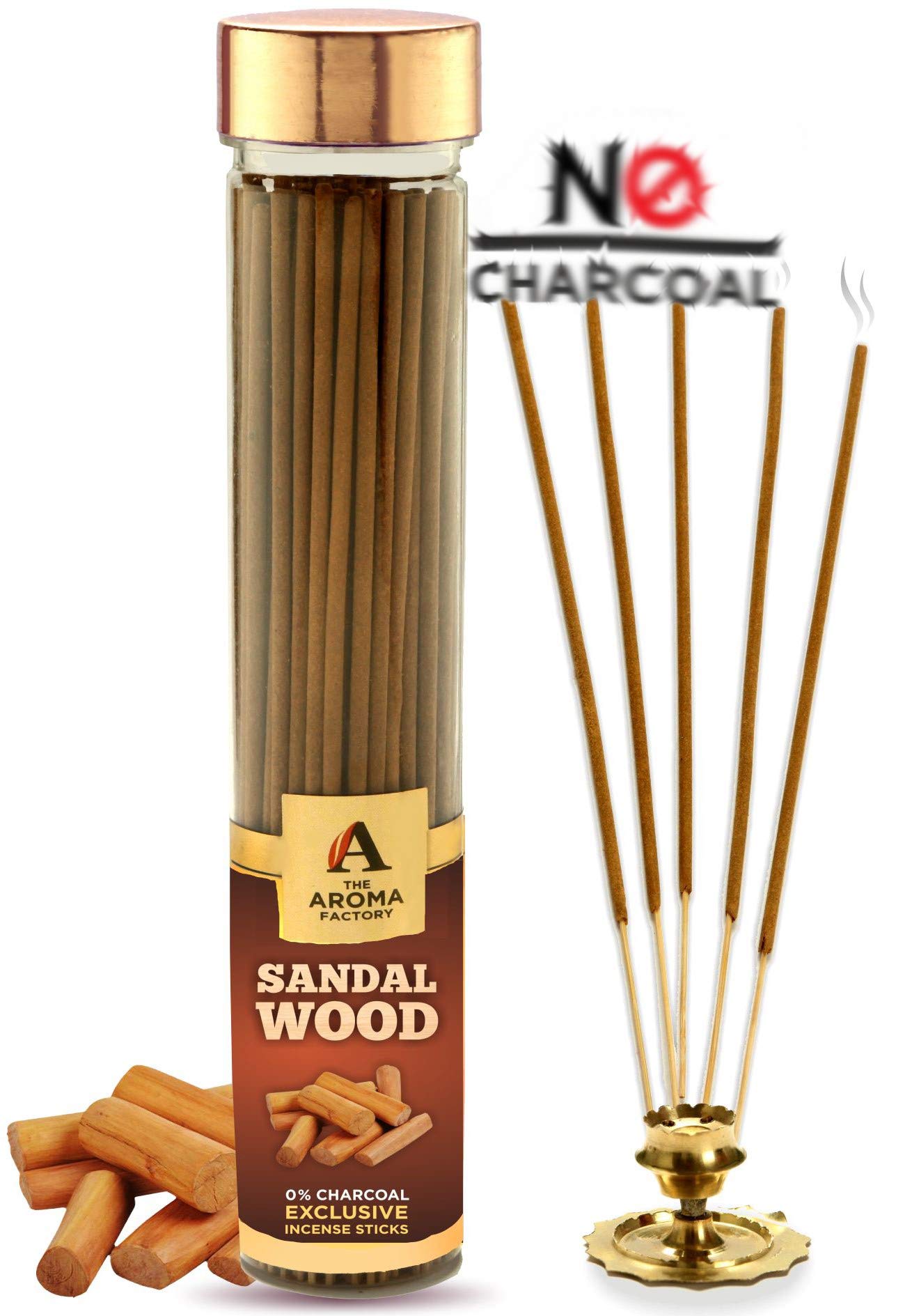 The Aroma FactoryPure Gugal Agarbatti for Pooja, Luxury Incense Sticks, Charcoal Free & Low Smoke Agarbatti with Essential Oils & Natural Fragrance for Home, Offices (100gx1 Bottle) (Sandalwood)