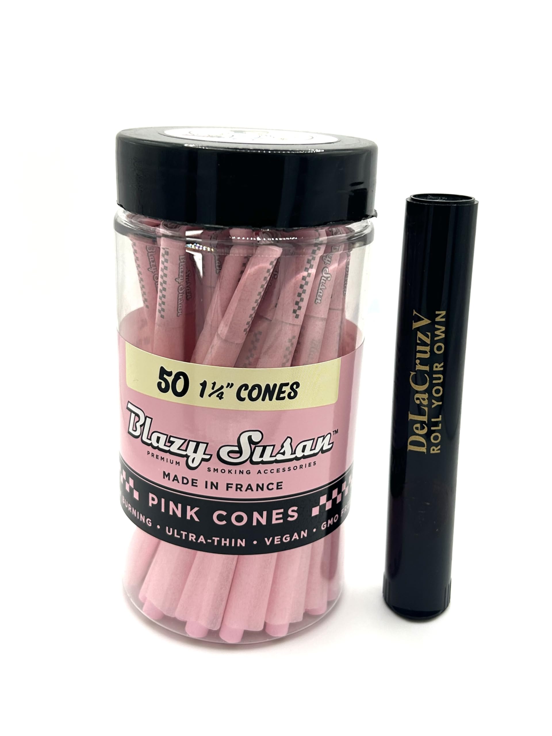 Pink Pre Rolled Cones | 1-1/4″ | 50 Count with DeLaCruzV Tube.