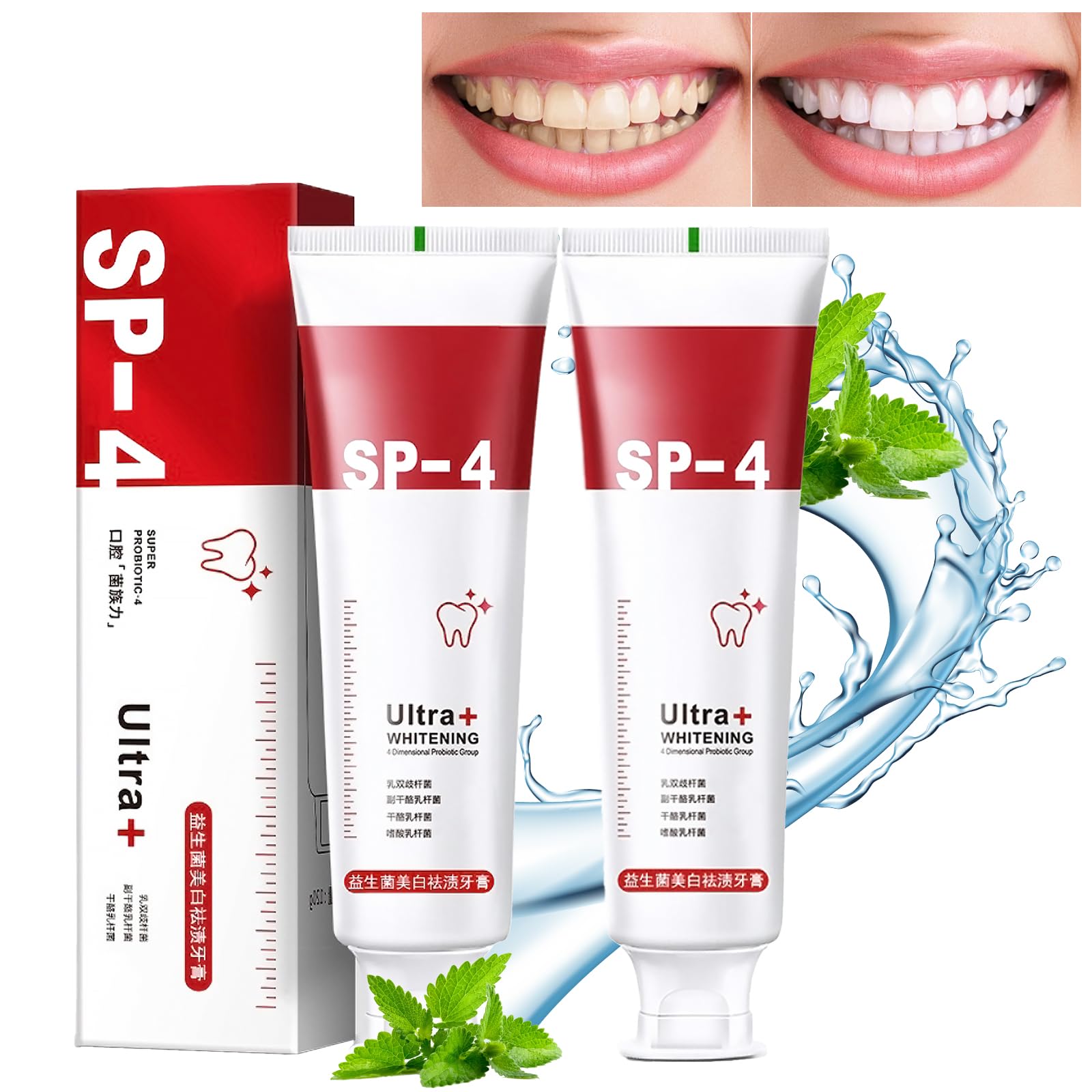 YAYASHI Sp-4 Toothpaste,Sp-4 Toothpaste Whitening, Yiliku SP-4 Brightening Toothpaste Fresh Breath Toothpaste, Sp-4 Brightening & Stain Removing Toothpaste(2Pcsx120g)