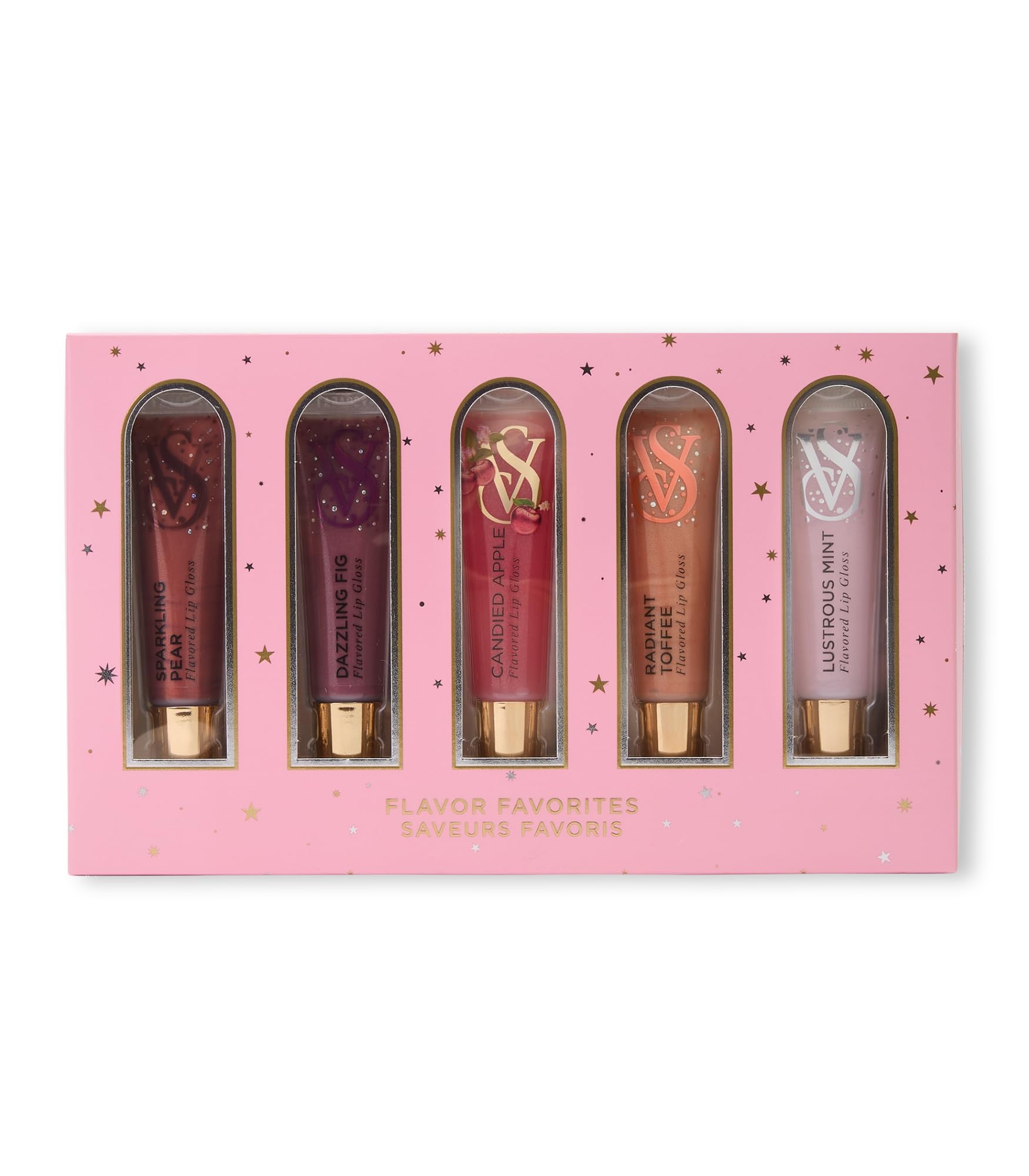 Victoria's Secret Lip Gloss Gift Set, Flavor Favorites, Flavored Lip Gloss Set for Women, Includes 5 Lip Glosses