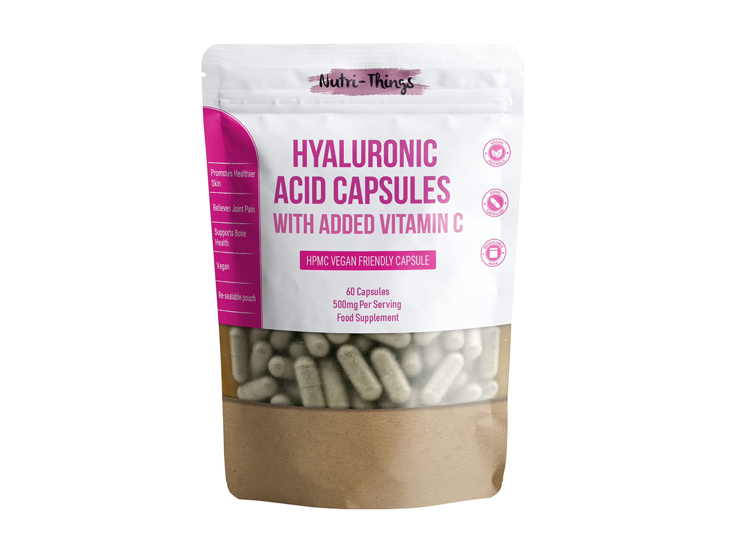 Hyaluronic Acid Capsules with Added Vitamin C | Hyaluronic Acid Tablets which Supplements a Healthy Lifestyle