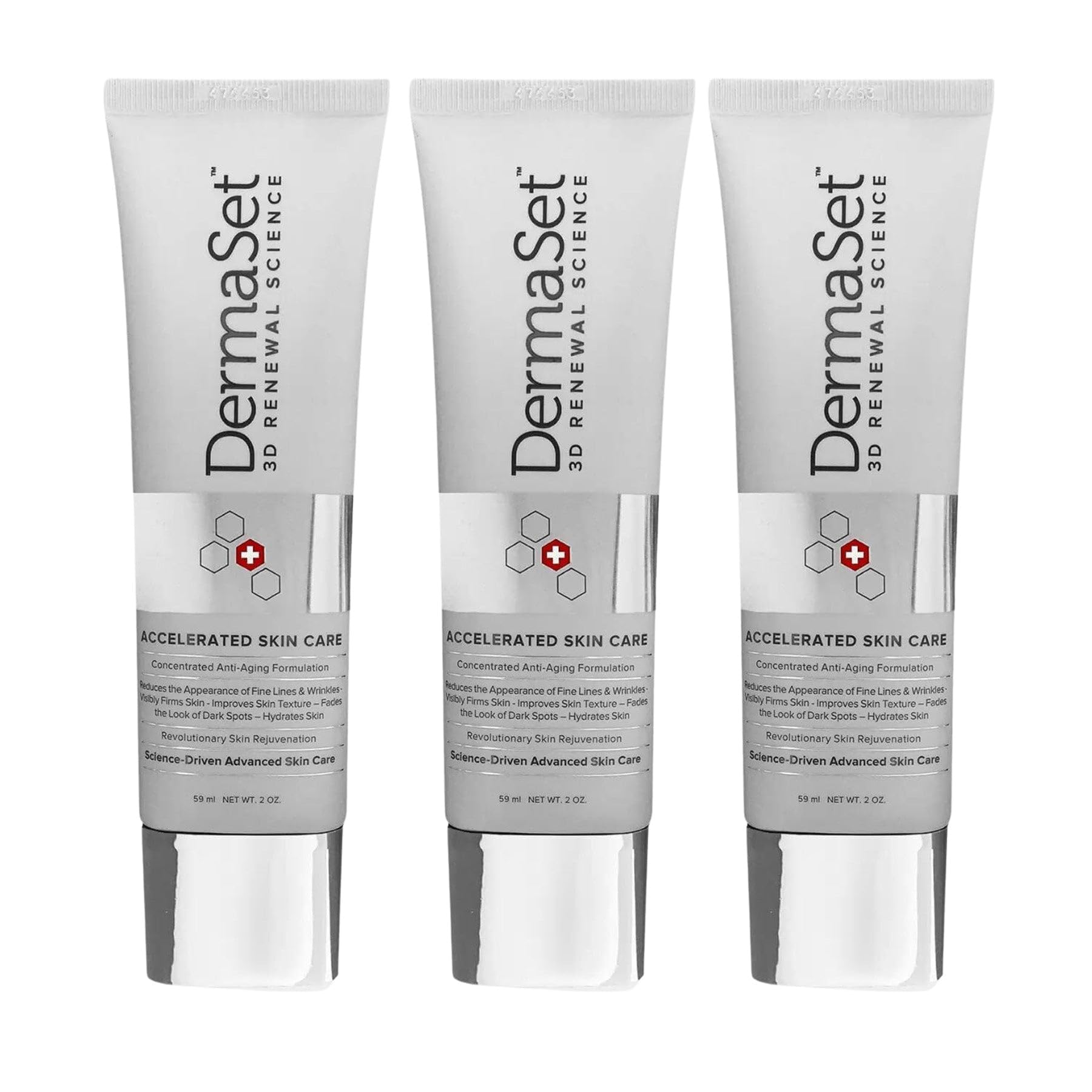 DermaSet Anti-Aging Renewal Cream (NEW FORMULA) with Plant-Based Stem Cells Advanced Formula to Visibly Reduce Wrinkles, Fine Lines and Crow's Feet Instantly | 2 Fl Oz (Pack of 3)