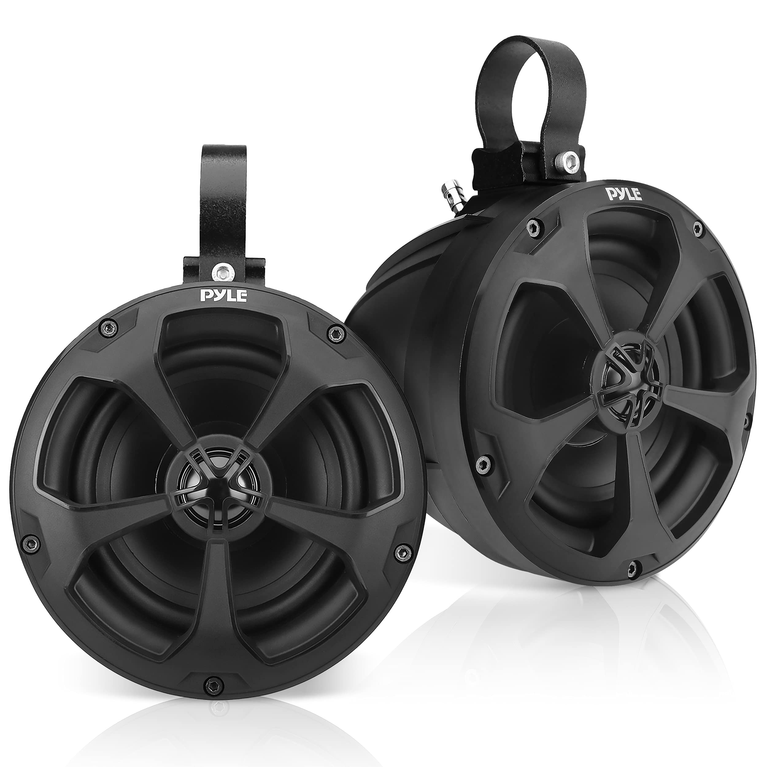 Pyle 2-Way Waterproof Off Road Speakers - 5.25" 1000 Watts Active Passive Marine Grade Wakeboard Tower Speakers System, Full Range Outdoor Stereo Speaker for ATV/UTV Jeep Boat - PLUTV53BTA