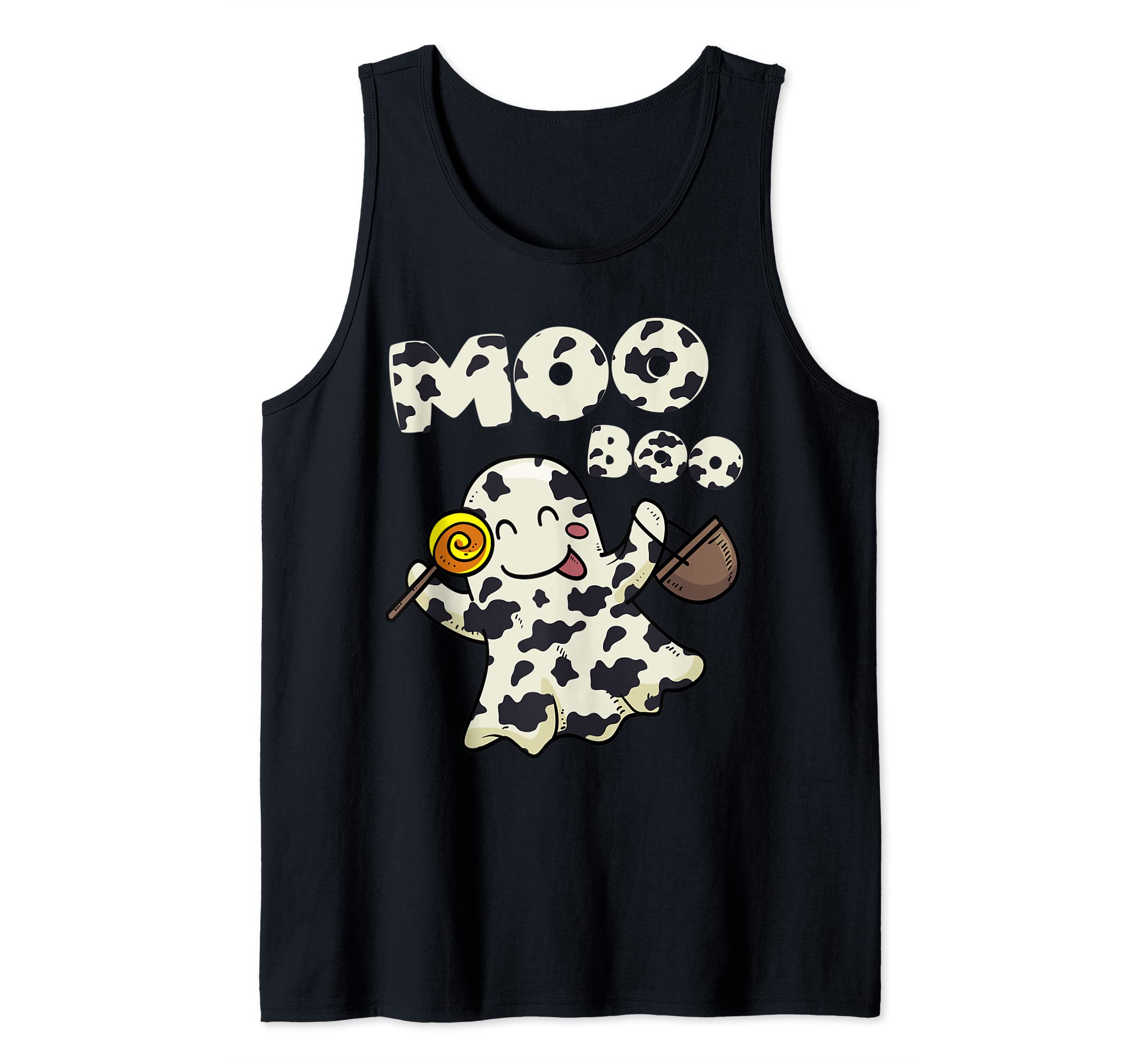 Moo..Boo Crew Halloween Kids Costume Boo Ghost Cow Farmer Tank Top