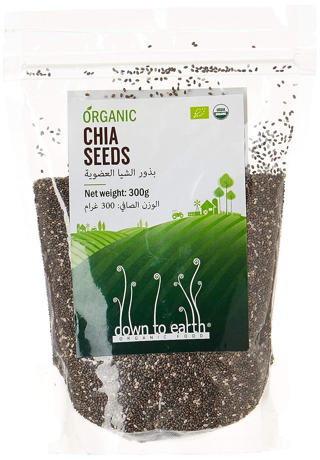 Down To Earth Organic Chia Seeds, 300 gm