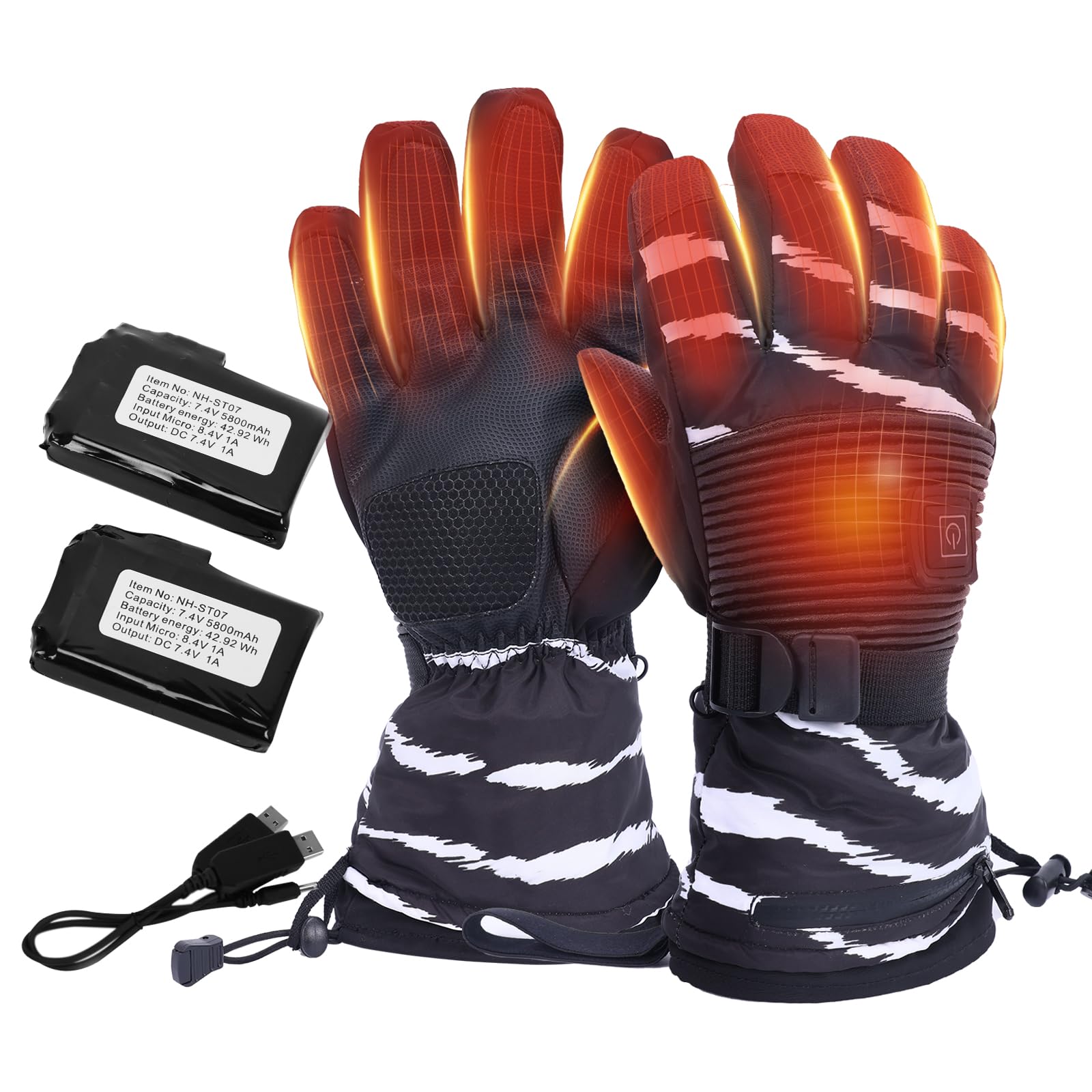 KCVVHeated Gloves for Men and Women,Water-Resistant Heated Motorcycle Gloves,Hand Warmers Reusable for Winter Sports Hunting,Camping,Skiing