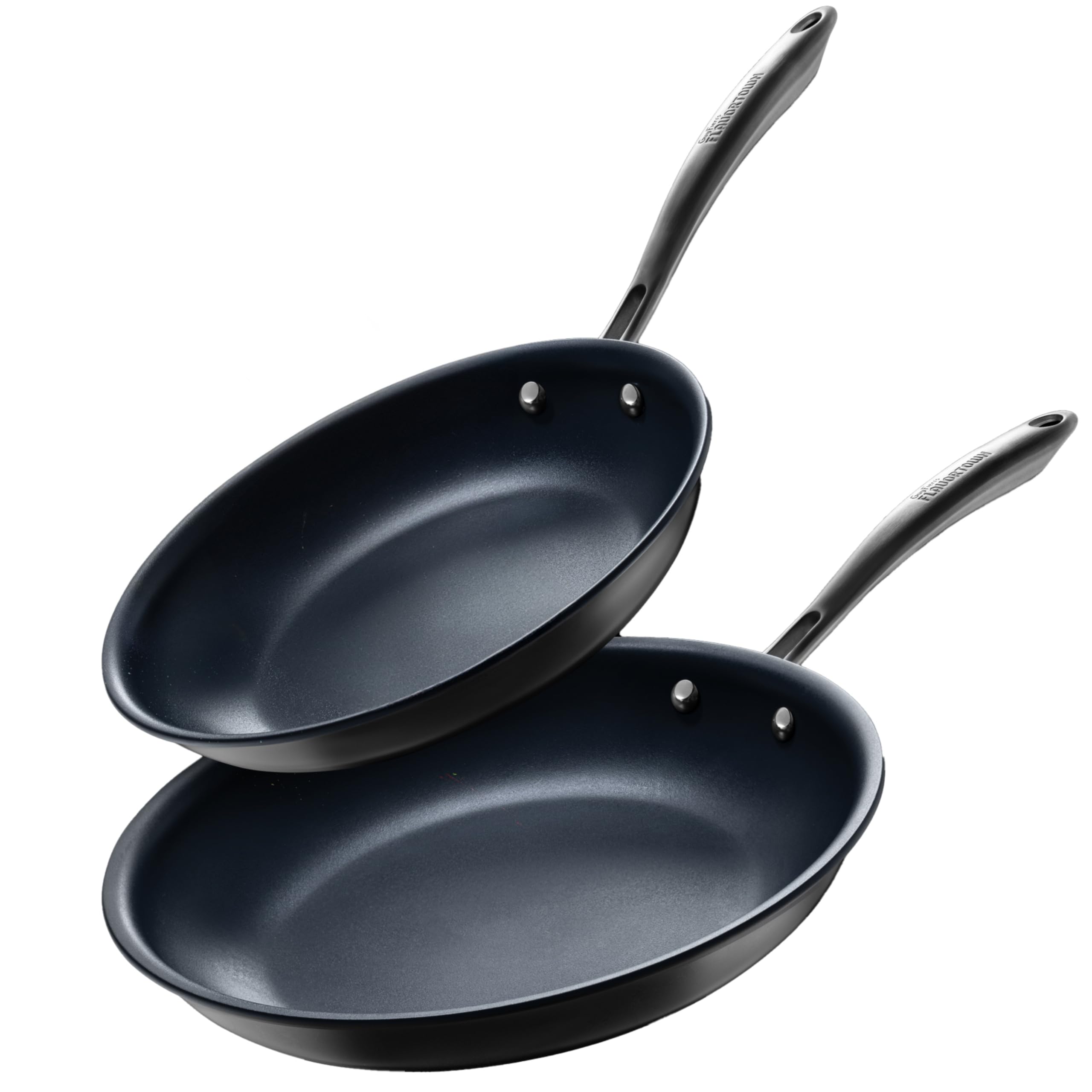 Guy Fieri's FlavortownLaser Titanium 2 Pcs Fry Pan Set 8.5" and 10" - Non-stick Cookware Set Without PFAS, PTFE, or PFOA, 3x More Durable, Dishwasher Safe, Oven Safe