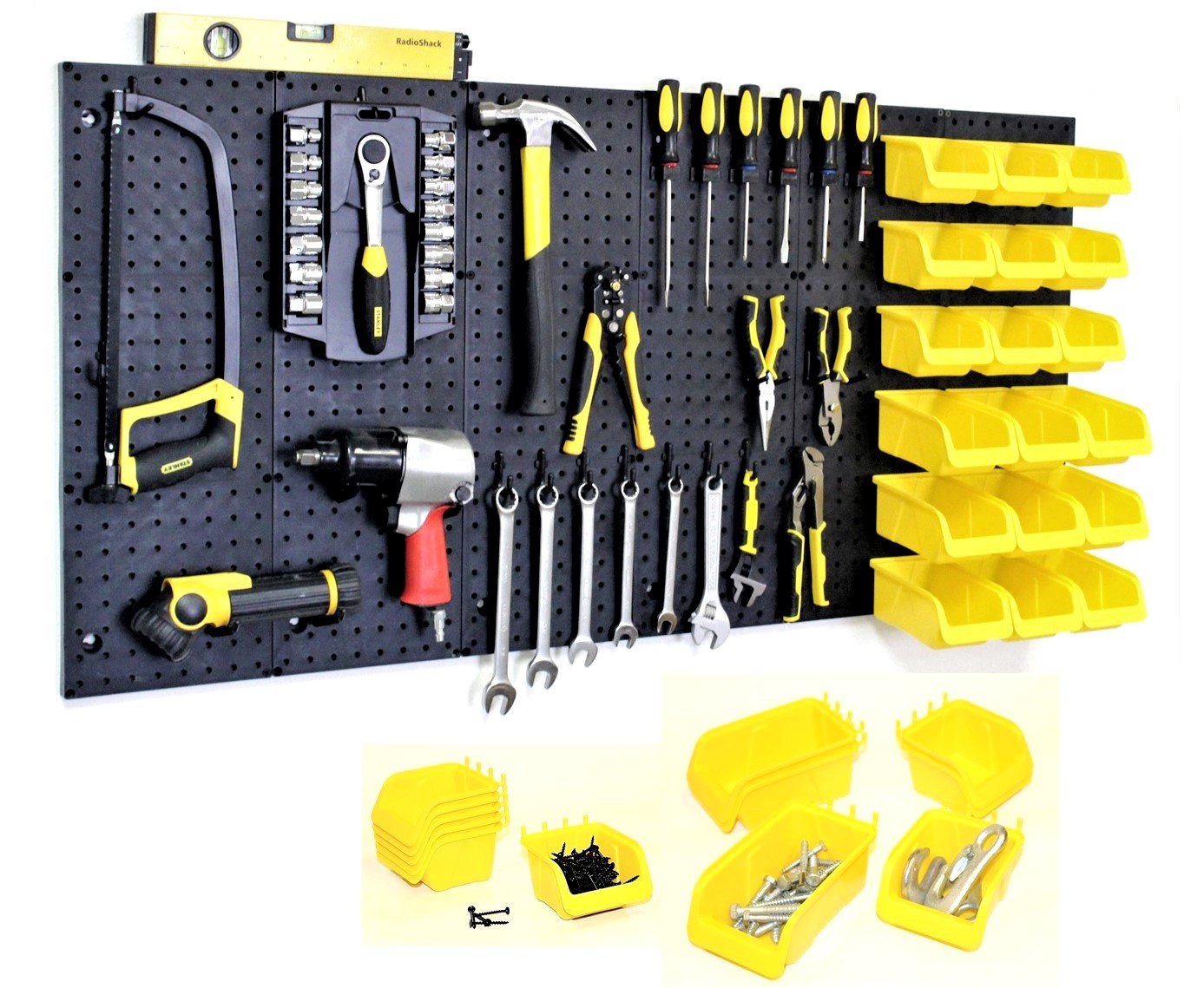 WallPeg Pegboard Kit Tool Organizer - Kit (PK-312-B) Peg board Panels Locking Peg Hooks Set – Workbench Organizer Tool Storage Pegboard Hooks