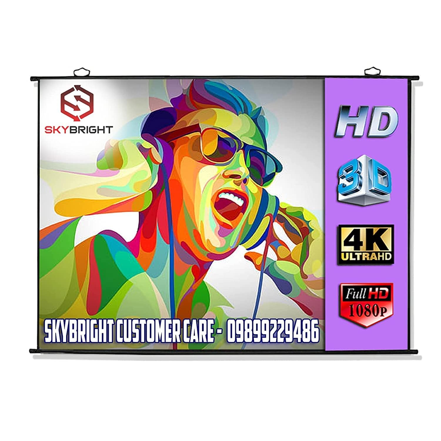 Skybright Screen Technology Size -8Ft(Width) X 6Ft(Height), 120 Inches Diagonal. 4:03 Format, Supports 1080 Active 3D/4K Ultra HD Technology for Home Theater