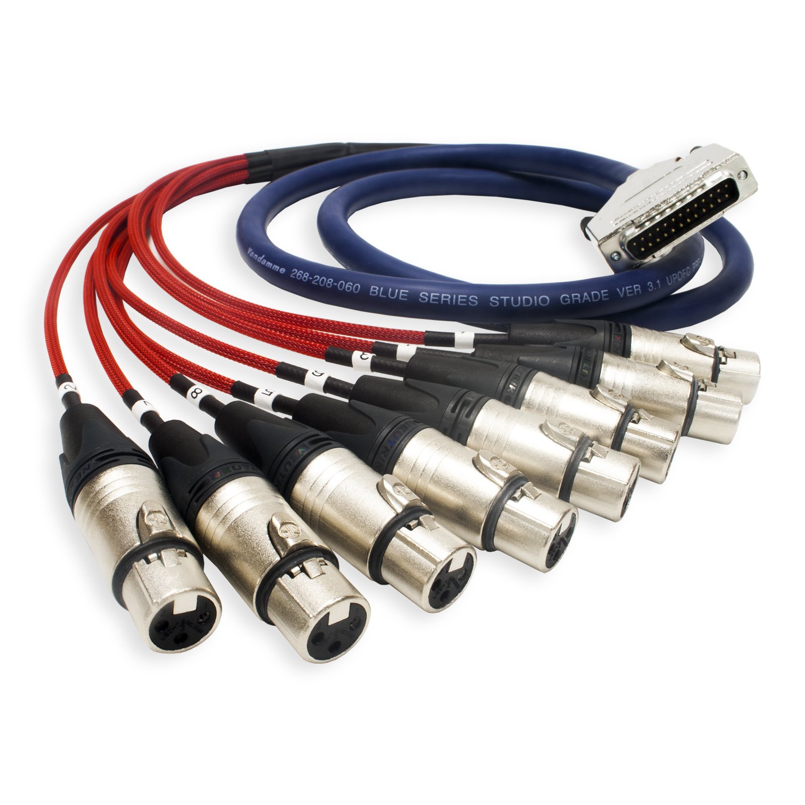 25 Pin D Sub to Female XLR Cable. Serial db-25 Van Damme Multicore Snake Lead TECHFLEX (40m, Red Braiding)