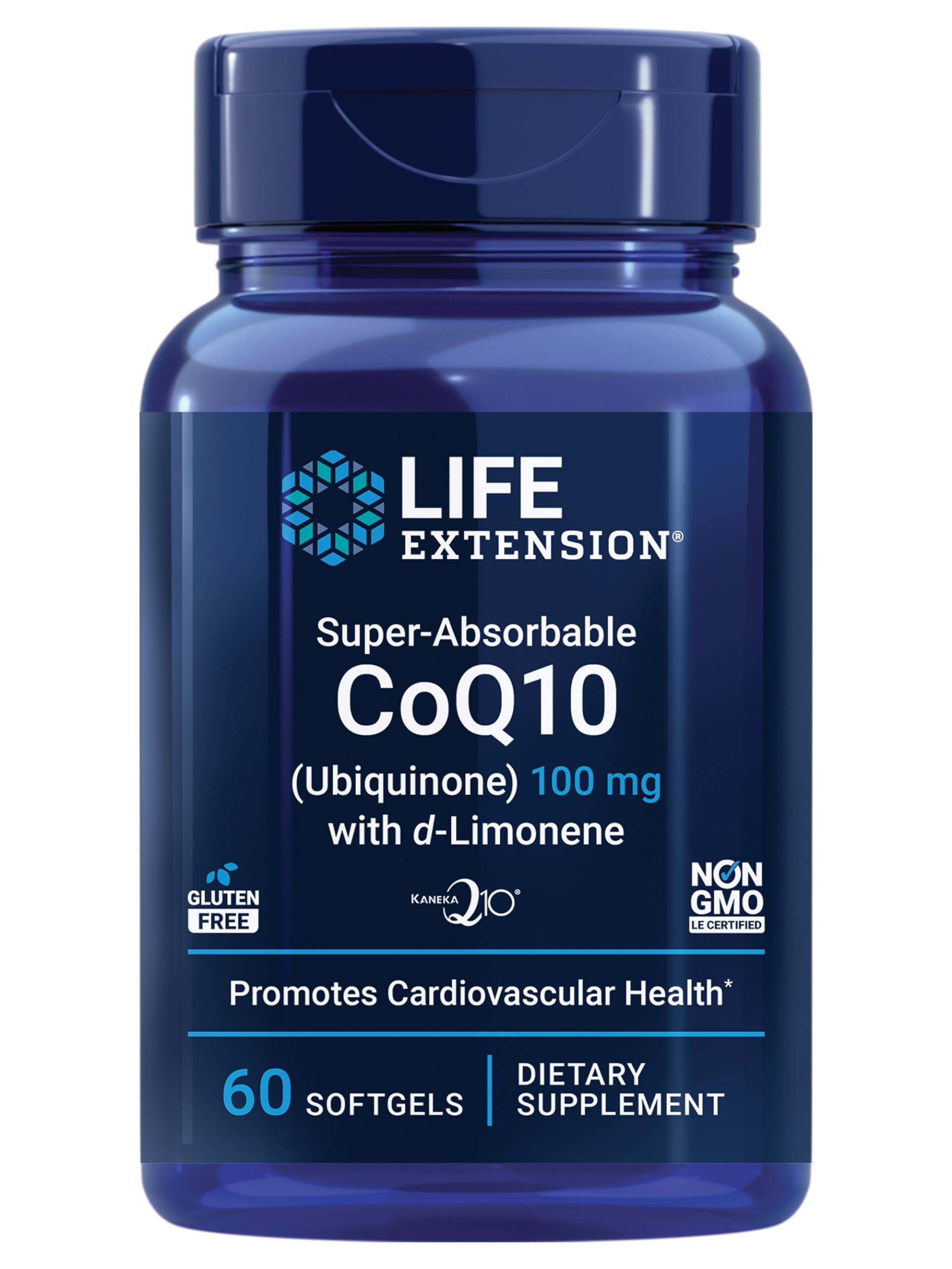 Life Extension Super-absorbable Coq10 (ubiquinone) With D-limonene – Promotes Heart Health & Cellular Energy – Gluten Free – Non-GMO – 100 mg – 60 Softgels