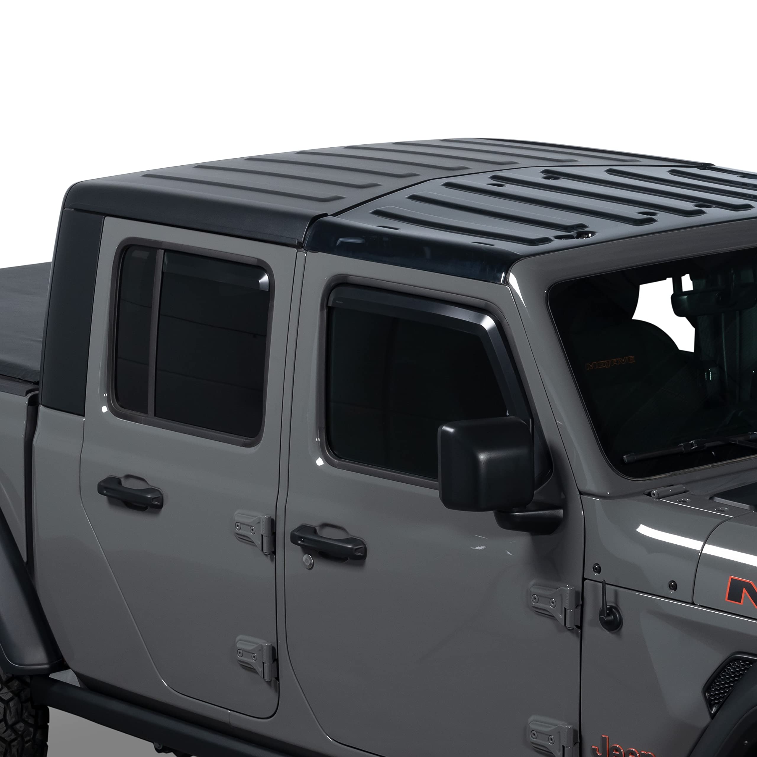 PutcoElement Matte Black Window Deflectors - Fits 2020-2025 Jeep Gladiator / 2018-2025 Jeep Wrangler - in Channel Installation - Front & Rear Set