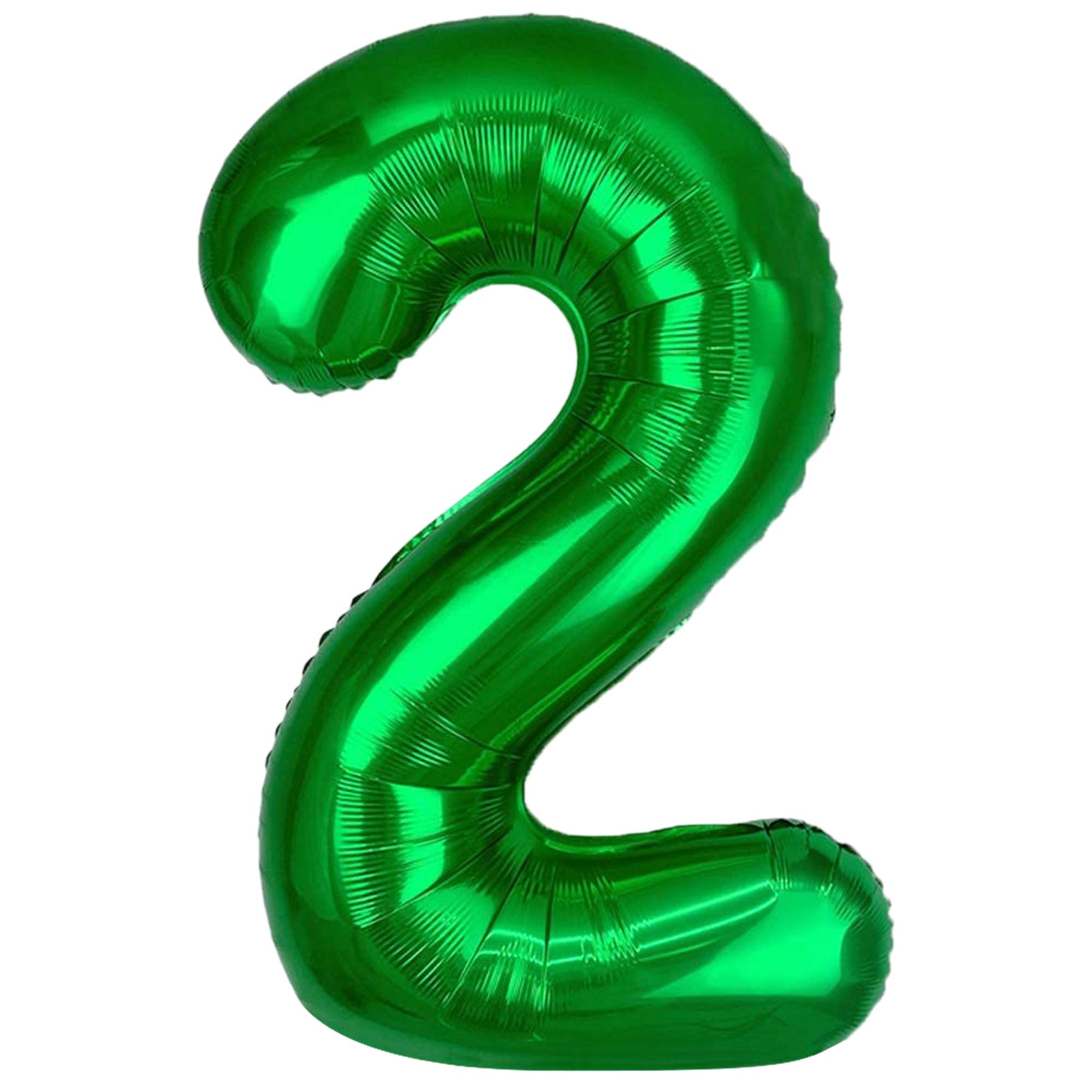 Green Number 2 Balloons - Large, 40 Inch | Metallic Jungle Theme Balloons for 2nd Birthday Decorations| Number 2 Birthday Balloon for 2 Year Old Birthday Decorations | 2nd Anniversary Party Décor