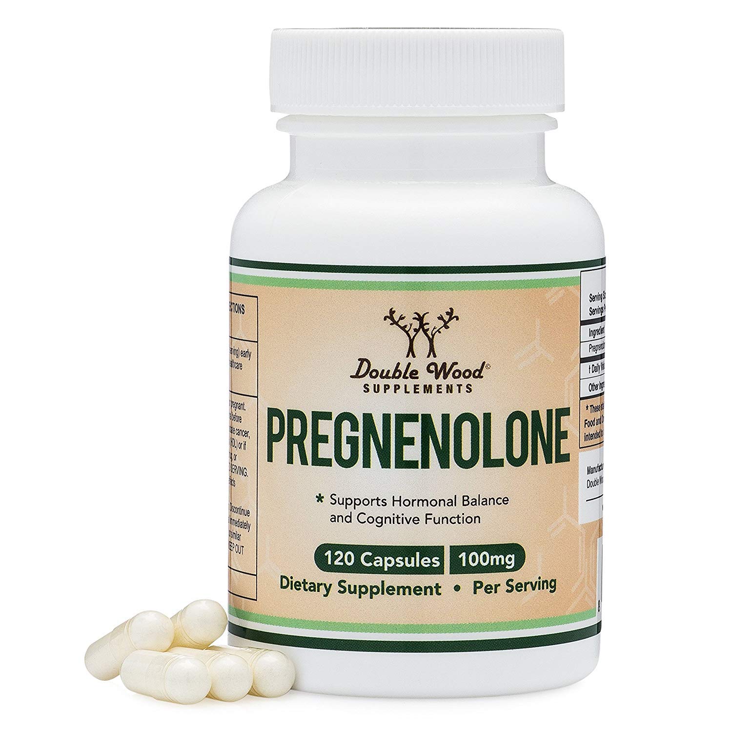 Pregnenolone - Third Party Tested - 120 Capsules - Made in The USA - 100mg Per Serving by Double Wood Supplements