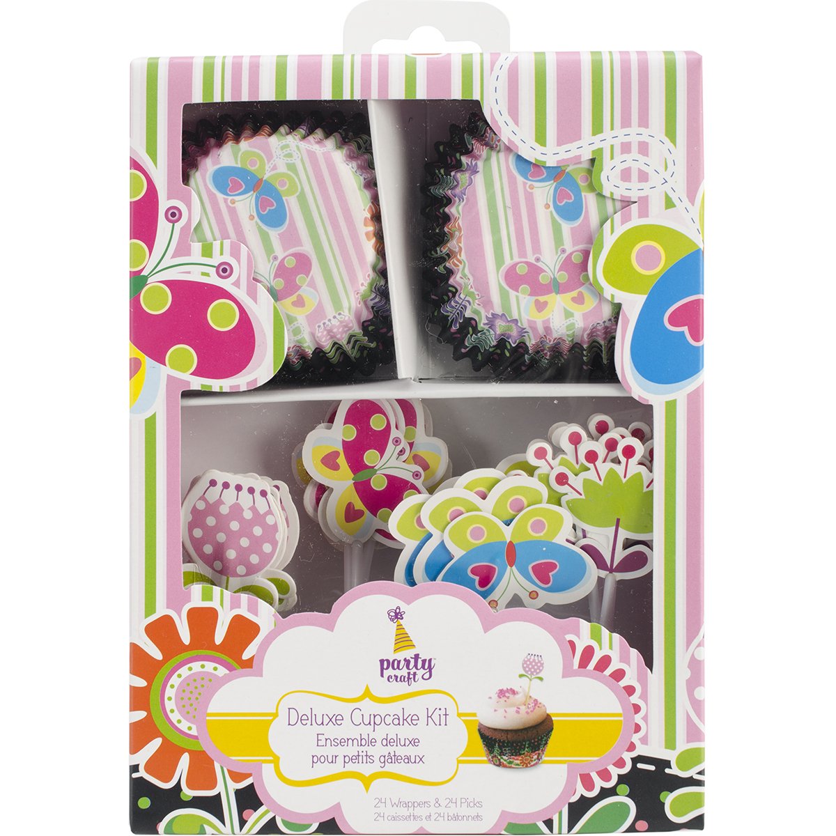 Multicraft Imports Party Craft Deluxe Cupcake Box, Blooming Garden, Set of 24