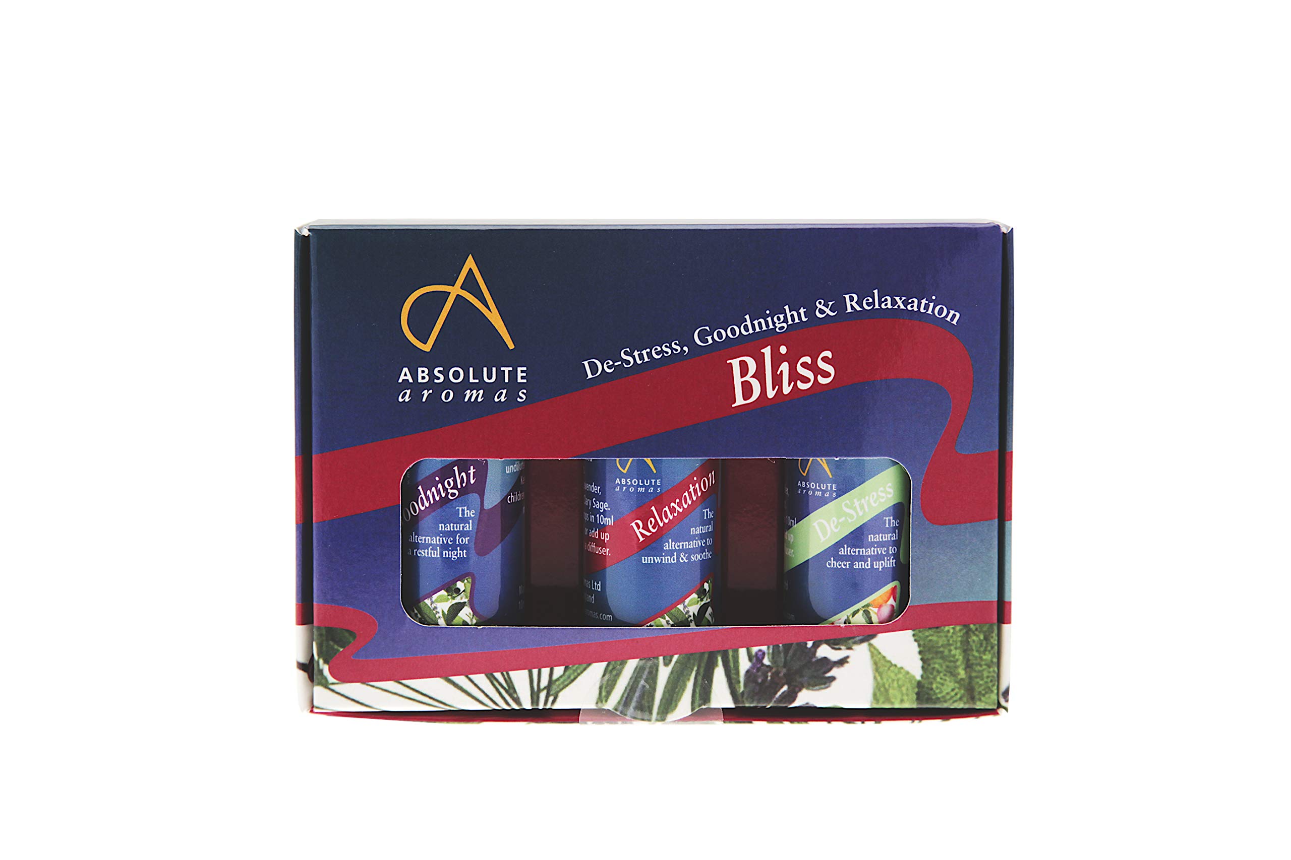 Absolute Aromas Bliss Essential Oils Blend Set – 3 x 10ml Pack of Aromatherapy Blend Oils – De-Stress, Goodnight and Relaxation