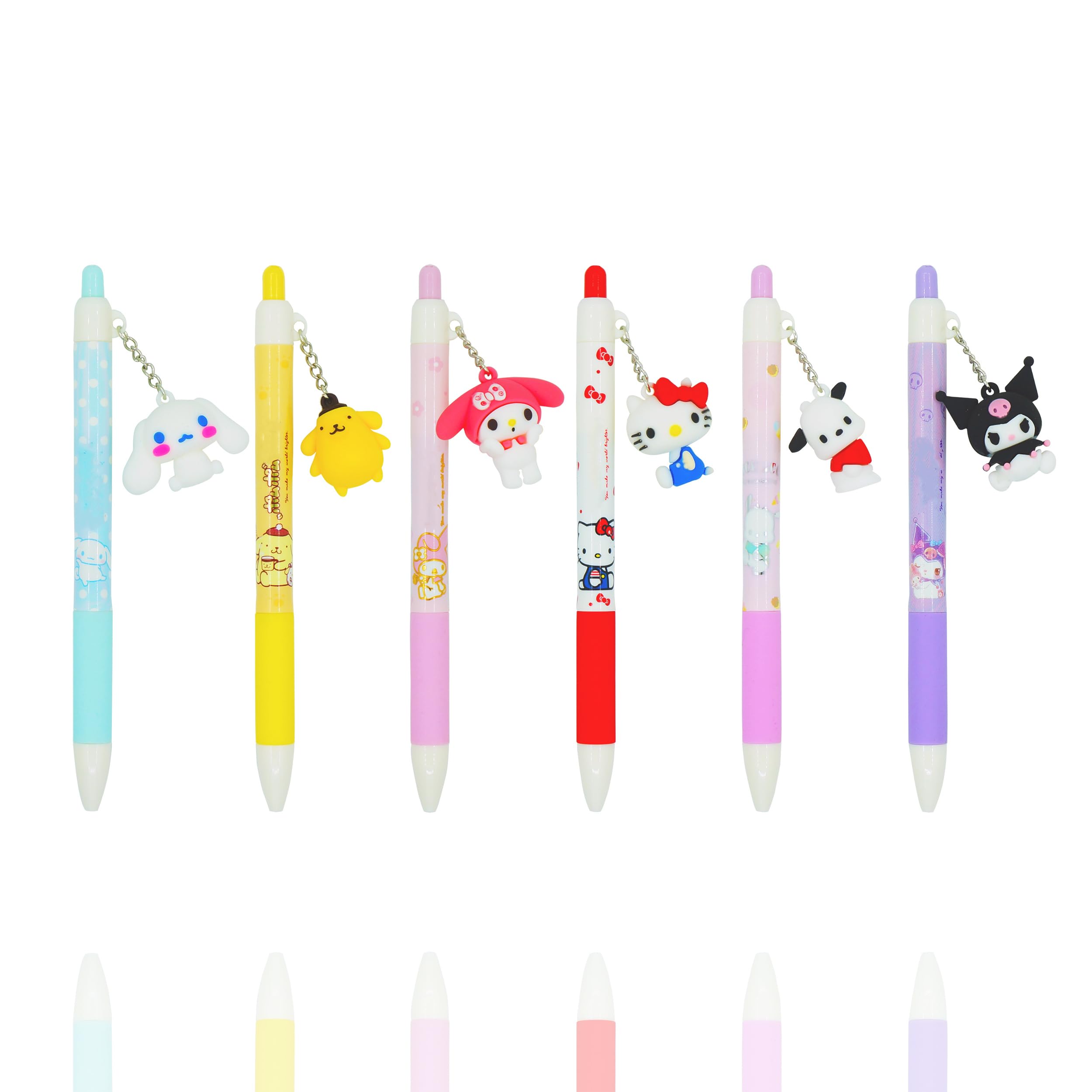 LokDra 6 PCS Cartoon Kitty Mechanical Pencils Anime Black Pencils 0.5/0.7mm Melody Kawaii Office School Supplies Cute Kitty Stationery with 1 Lead Refill Set 0.5mm Gift for Girls Women