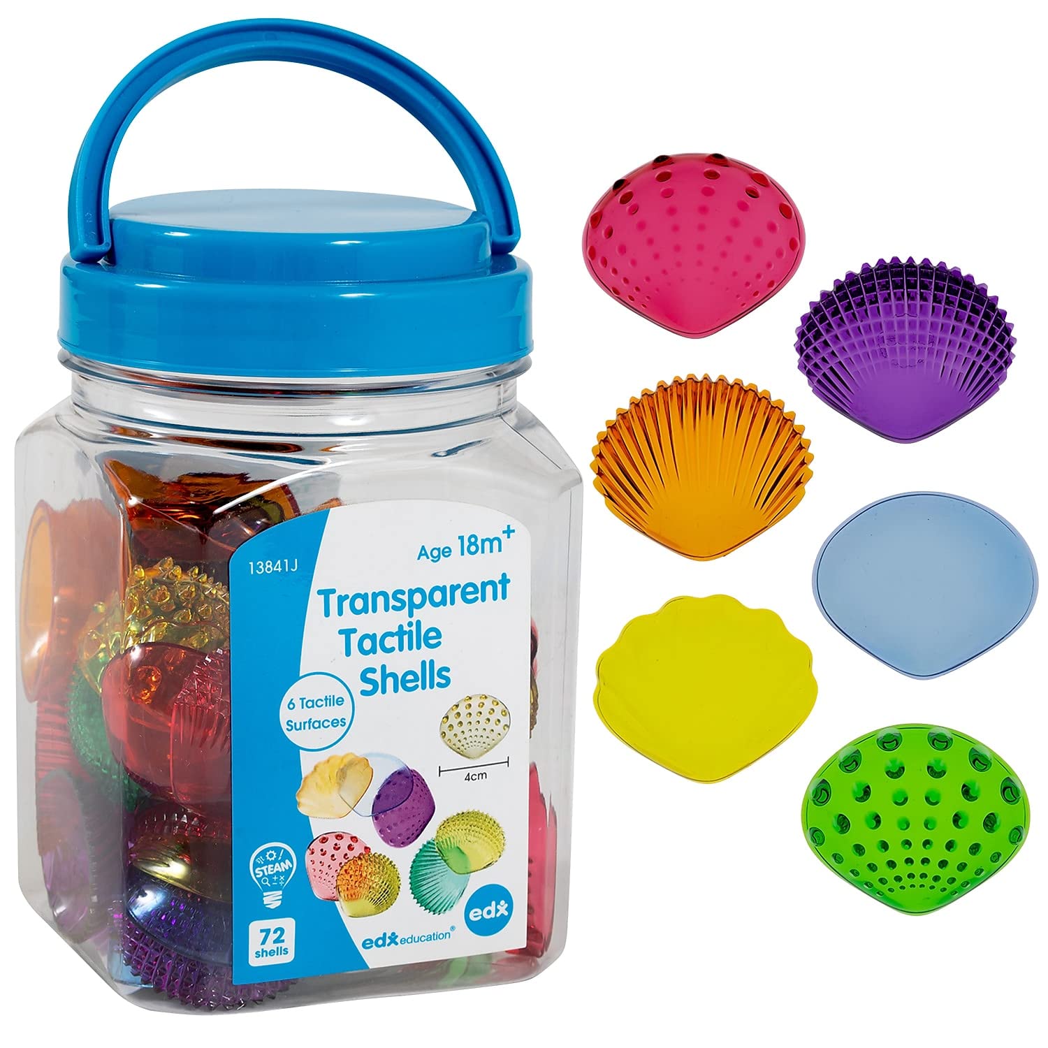 edxeducation-13841 Tactile Shells - Transparent - Set of 72