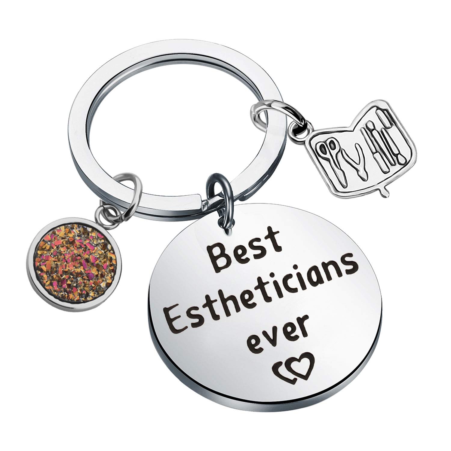 KUIYAIKUIYAI Estheticians Keychain Best Estheticians Ever Keychain with Lipstick Charm Beautician Gift Estheticians Gift