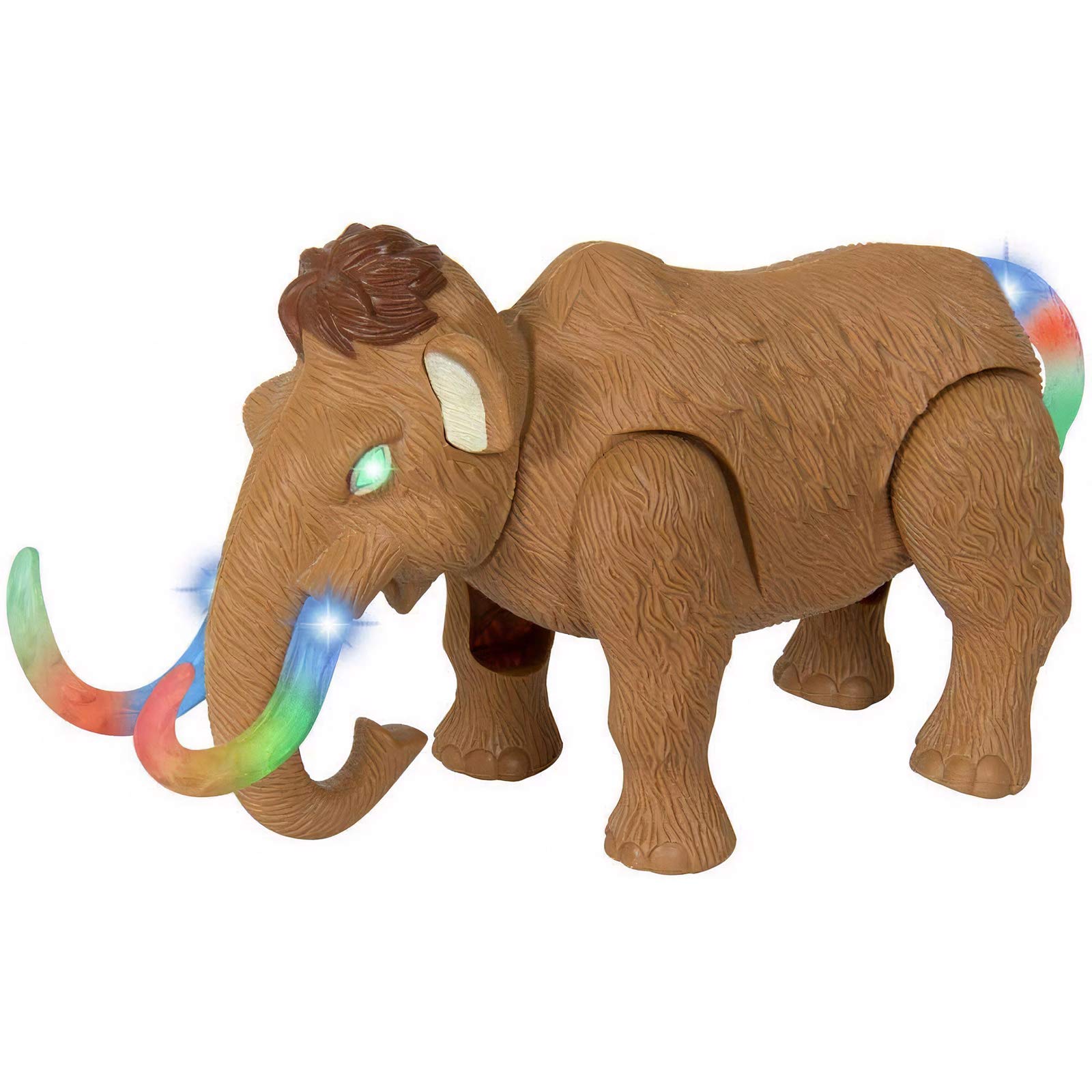 Liberty Imports Electronic Walking and Moving Woolly Mammoth Prehistoric Ice Age Animal Figure Toy Elephant with Lights and Sounds (Colors Vary)