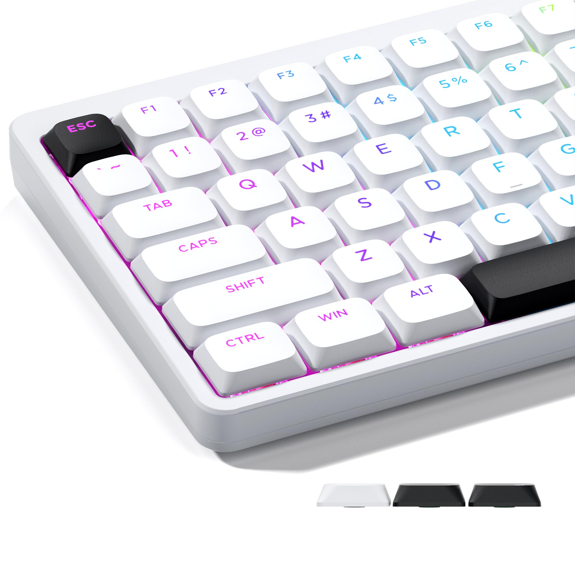 XVX Low Profile Shine Through Keycaps, White Keyboard Keycap Set, PBT Keycaps for 60% 75% 80% 85% 100% MX Switches Mechanical Keyboard- Only Keycaps