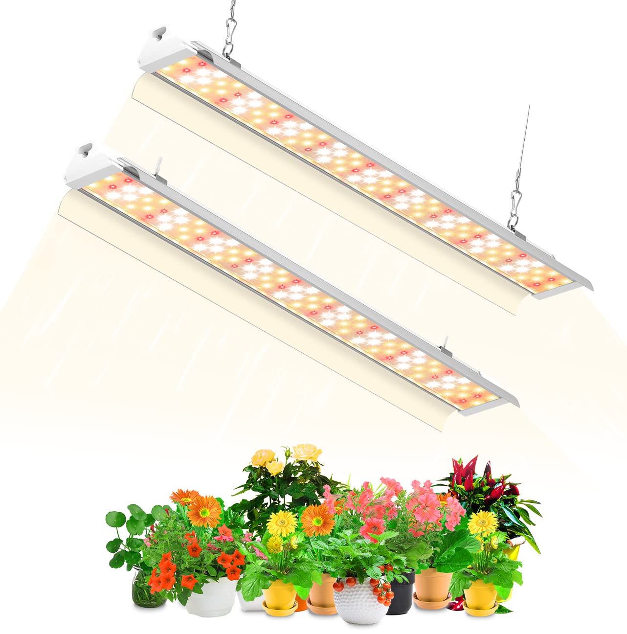 SZHLUX Grow Light 2FT 80W (2×40W) Full Spectrum LED Grow Light, Linkable Sunlight Plant Light for Indoor Plants, Grow Light Strip, Grow Lamp with On/Off Switch - 2 Pack